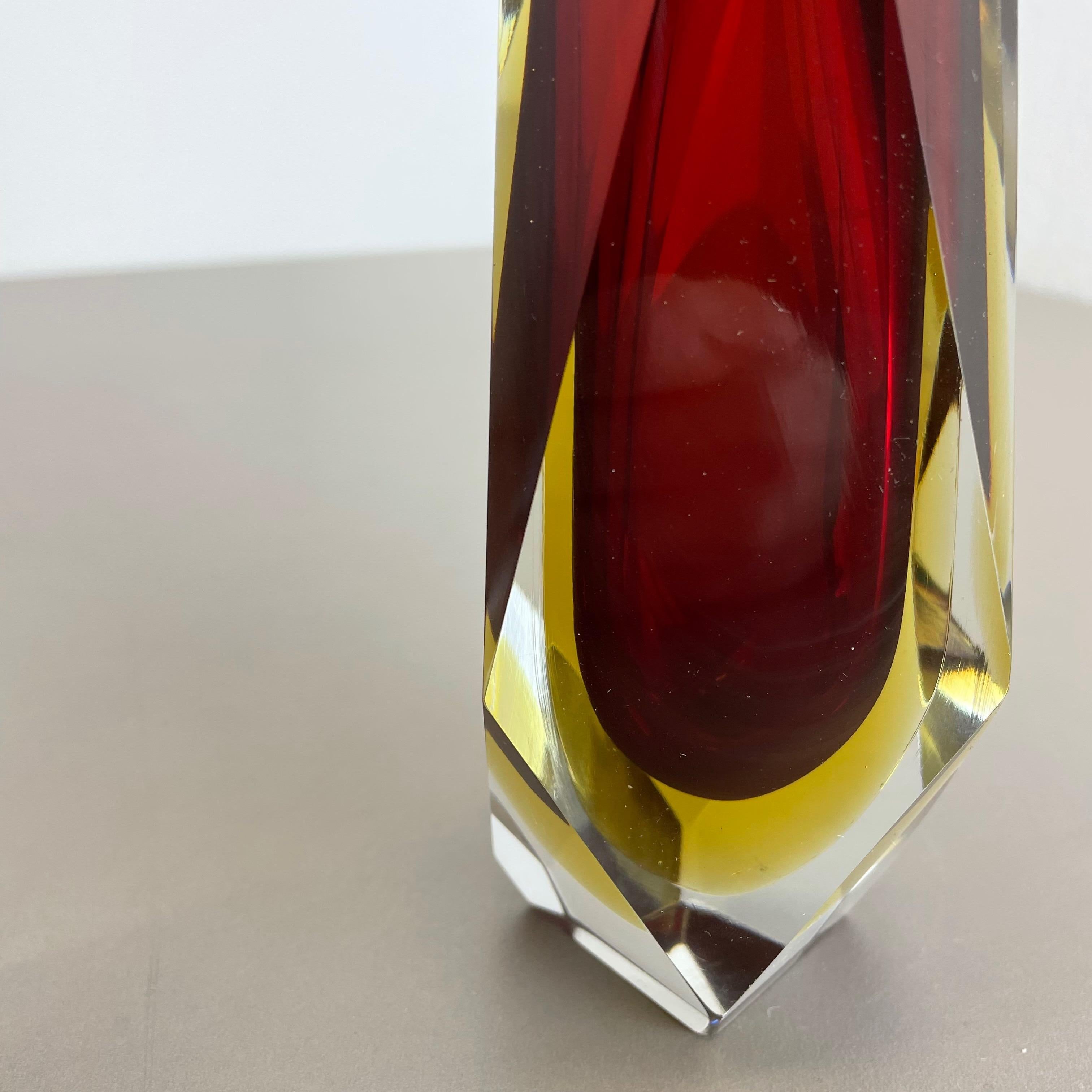 Set of 2 Faceted Murano Glass Sommerso Vase Designed by Flavio Poli Italy, 1970s For Sale 12