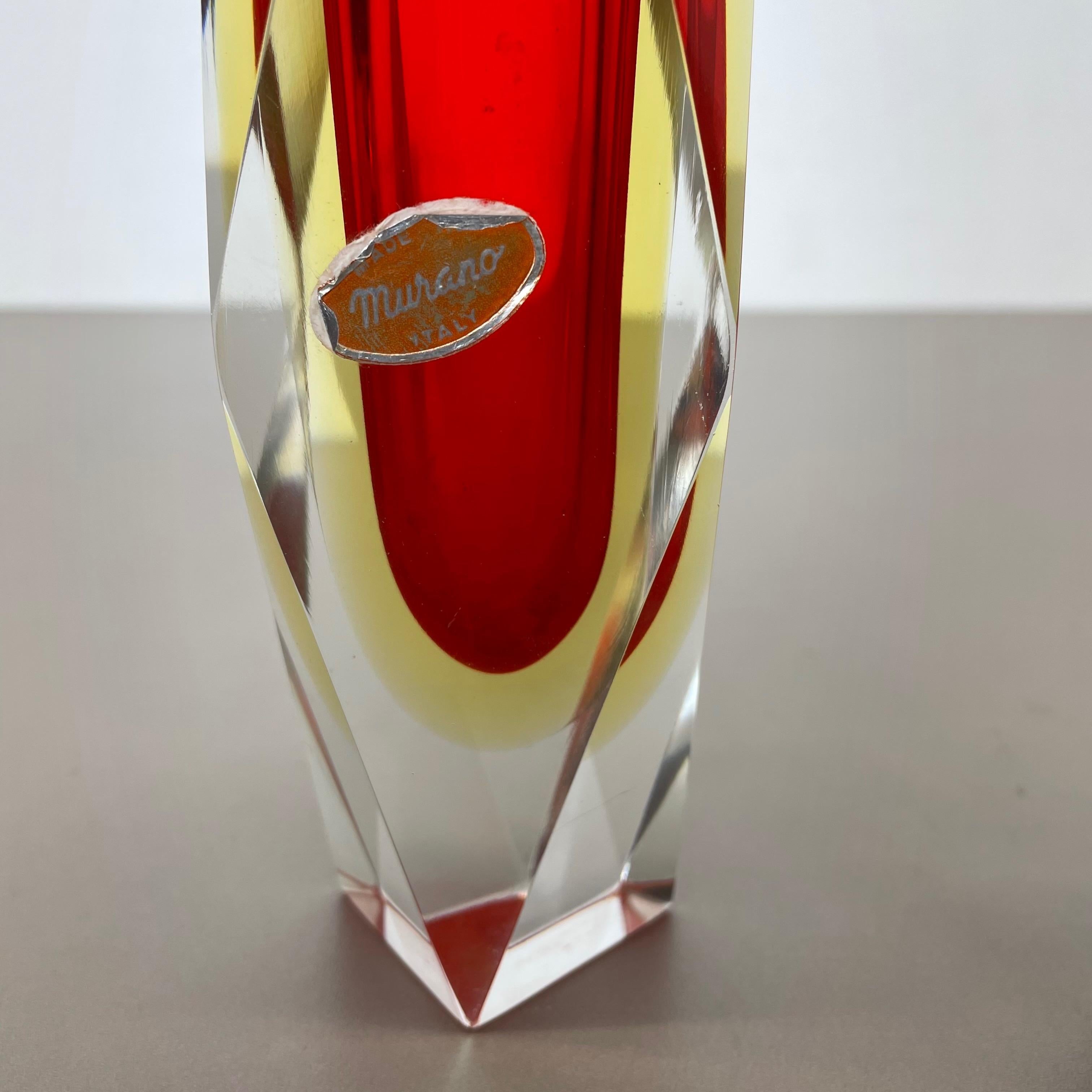 Satz von 2 Vasen aus facettiertem Murano Glass Sommerso Entworfen von Flavio Poli Italien, 1970er Jahre im Angebot 1
