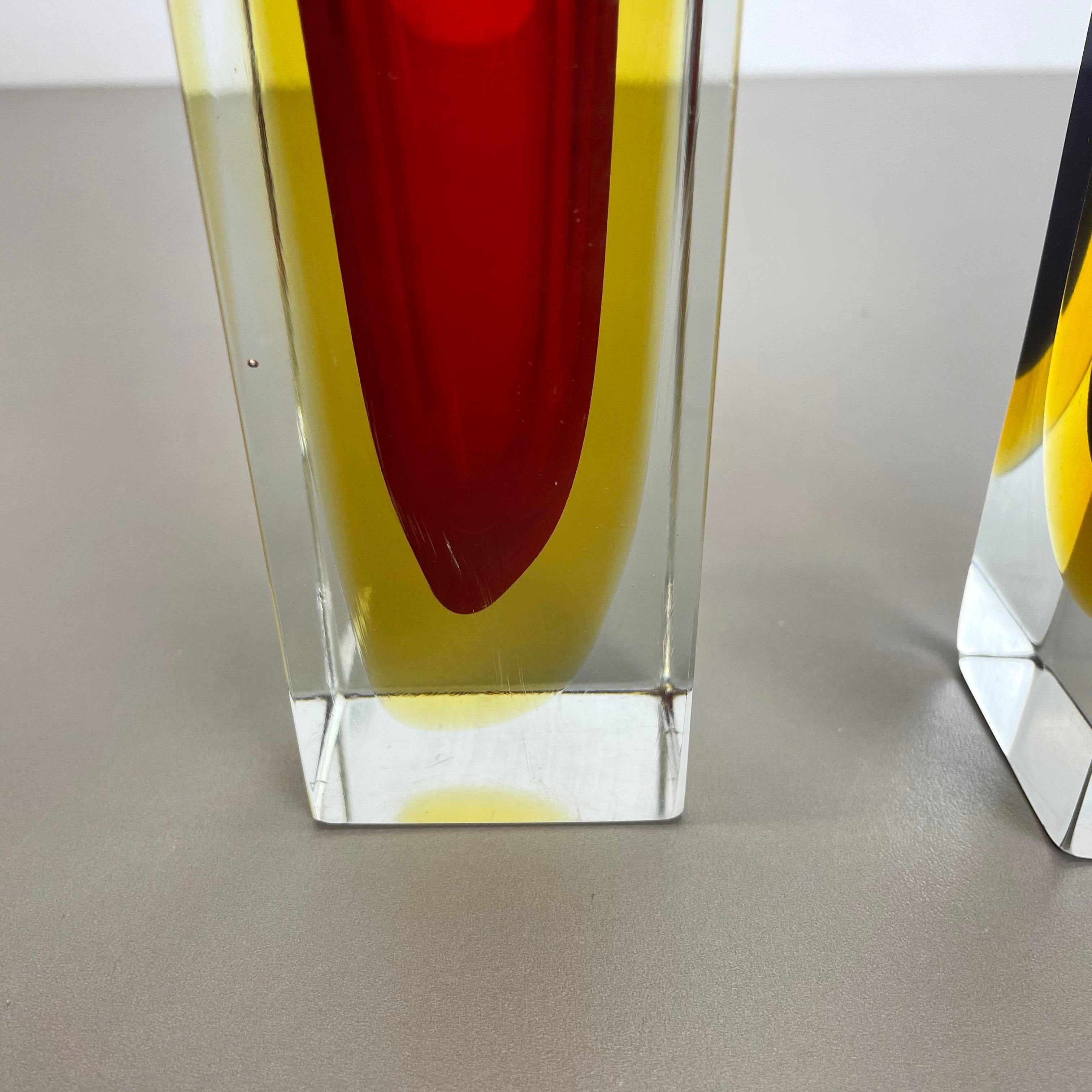 Set of 2 Faceted Murano Glass Sommerso Vases by Cenedese Vetri, Italy, 1970s For Sale 6