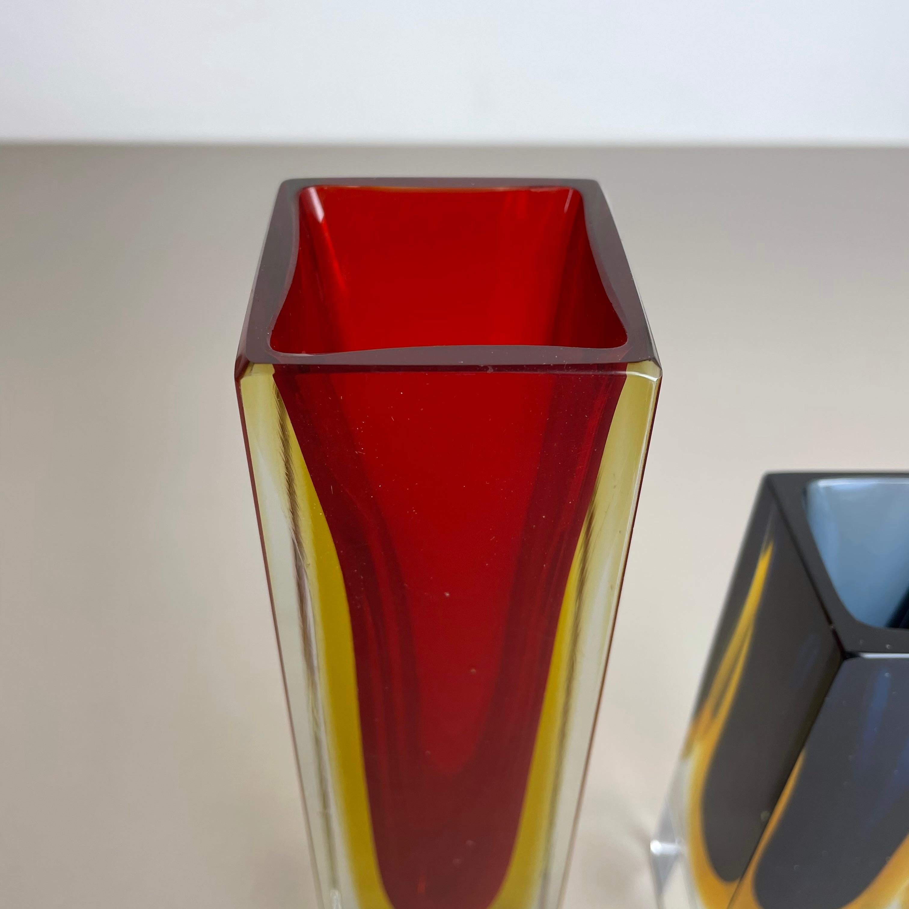 Set of 2 Faceted Murano Glass Sommerso Vases by Cenedese Vetri, Italy, 1970s For Sale 1