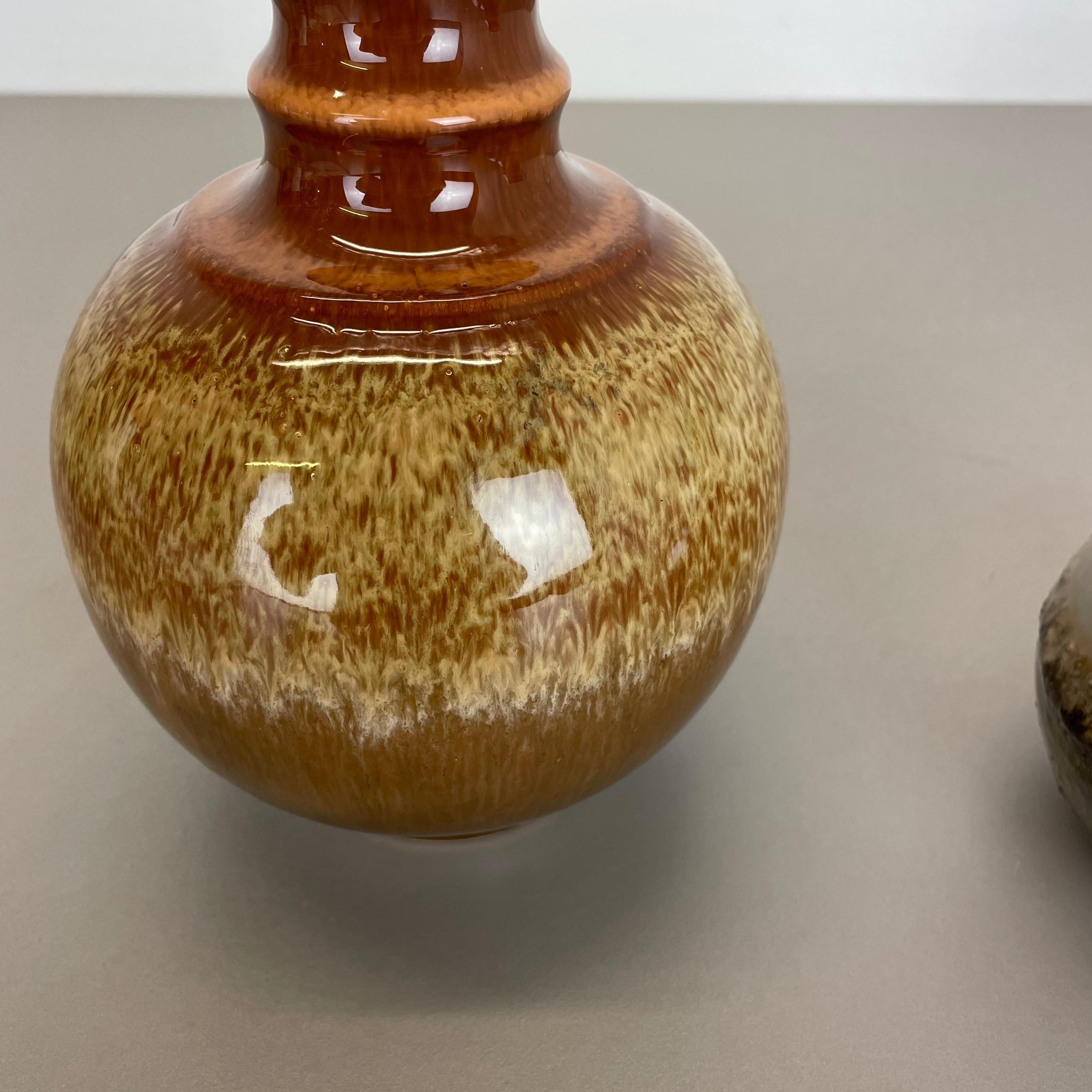 Set of 2 Fat Lava Ceramic Pottery Vase by Strehla Ceramic, GDR Germany, 1970s 5
