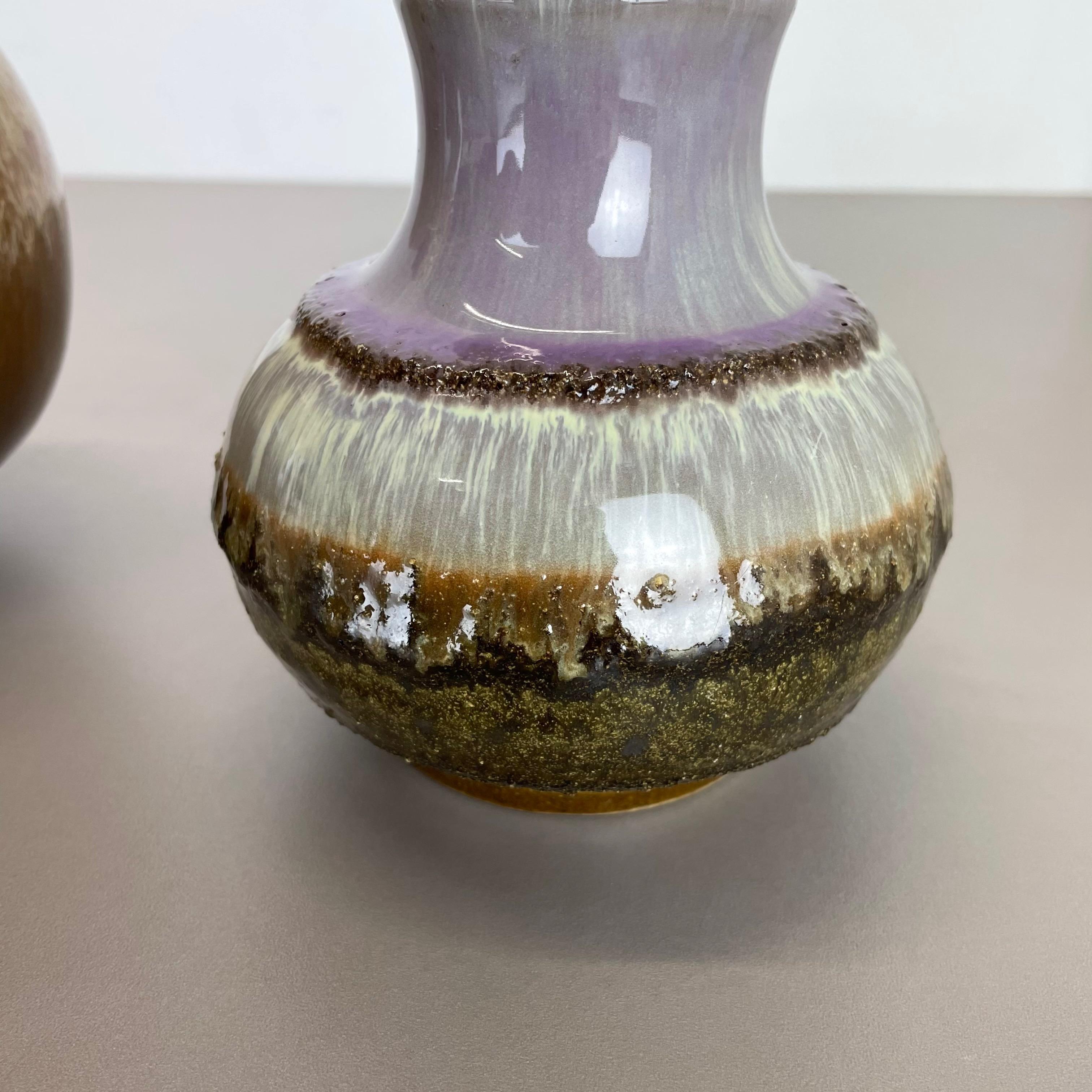 Set of 2 Fat Lava Ceramic Pottery Vase by Strehla Ceramic, GDR Germany, 1970s 9