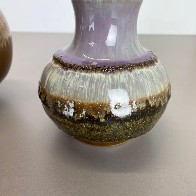 Set of 2 Fat Lava Ceramic Pottery Vase by Strehla Ceramic, GDR Germany, 1970s For Sale 9
