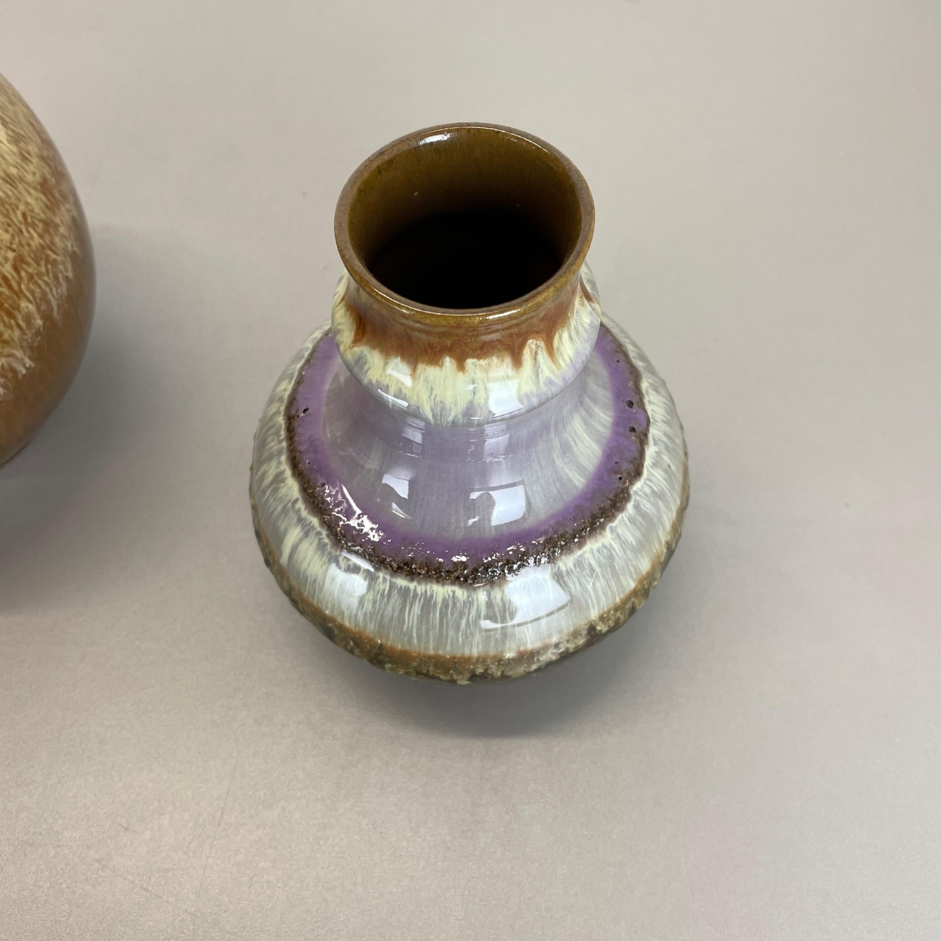 Set of 2 Fat Lava Ceramic Pottery Vase by Strehla Ceramic, GDR Germany, 1970s 12