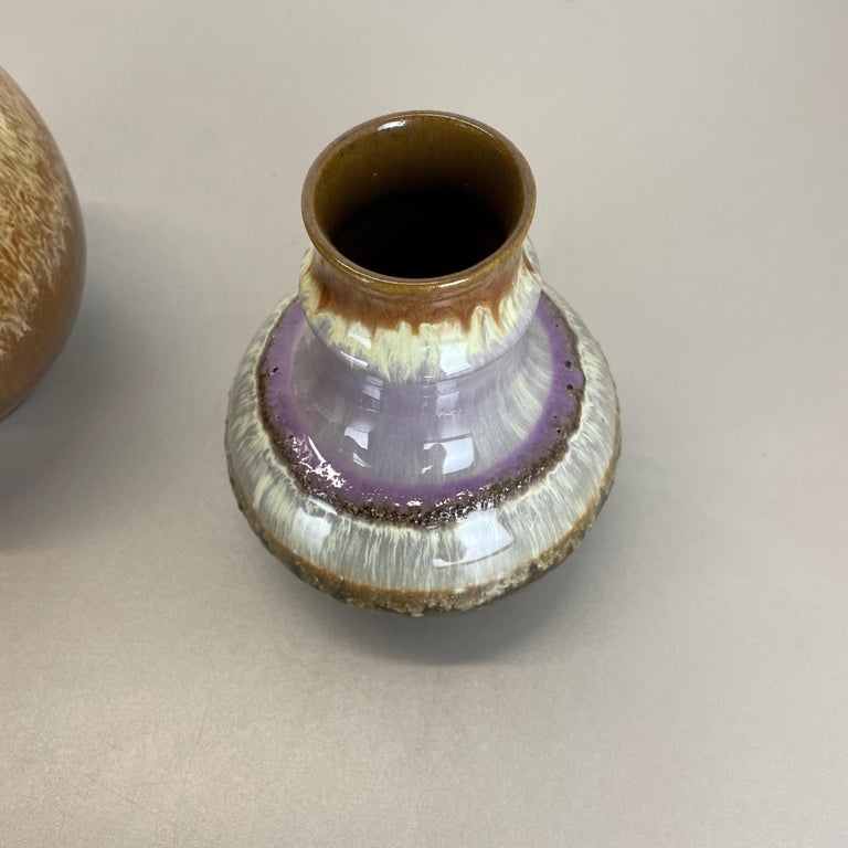 Set of 2 Fat Lava Ceramic Pottery Vase by Strehla Ceramic, GDR Germany, 1970s For Sale 12