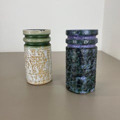 Set di 2 vasi in ceramica a lava grassa di VEB HALDENSLEBEN, DDR Germania, anni '70