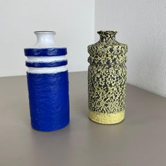 2er-Set Fat Lava-Keramikvase von VEB HALDENSLEBEN, GDR Deutschland, 1970er Jahre