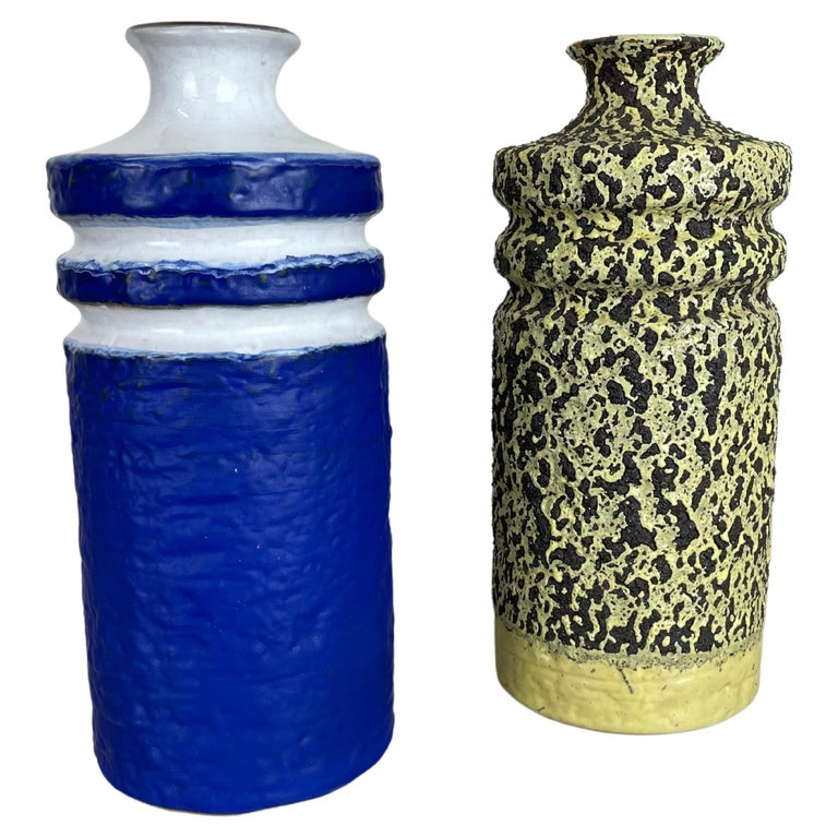 Set of 2 Fat Lava Ceramic Pottery Vase by VEB HALDENSLEBEN, GDR 