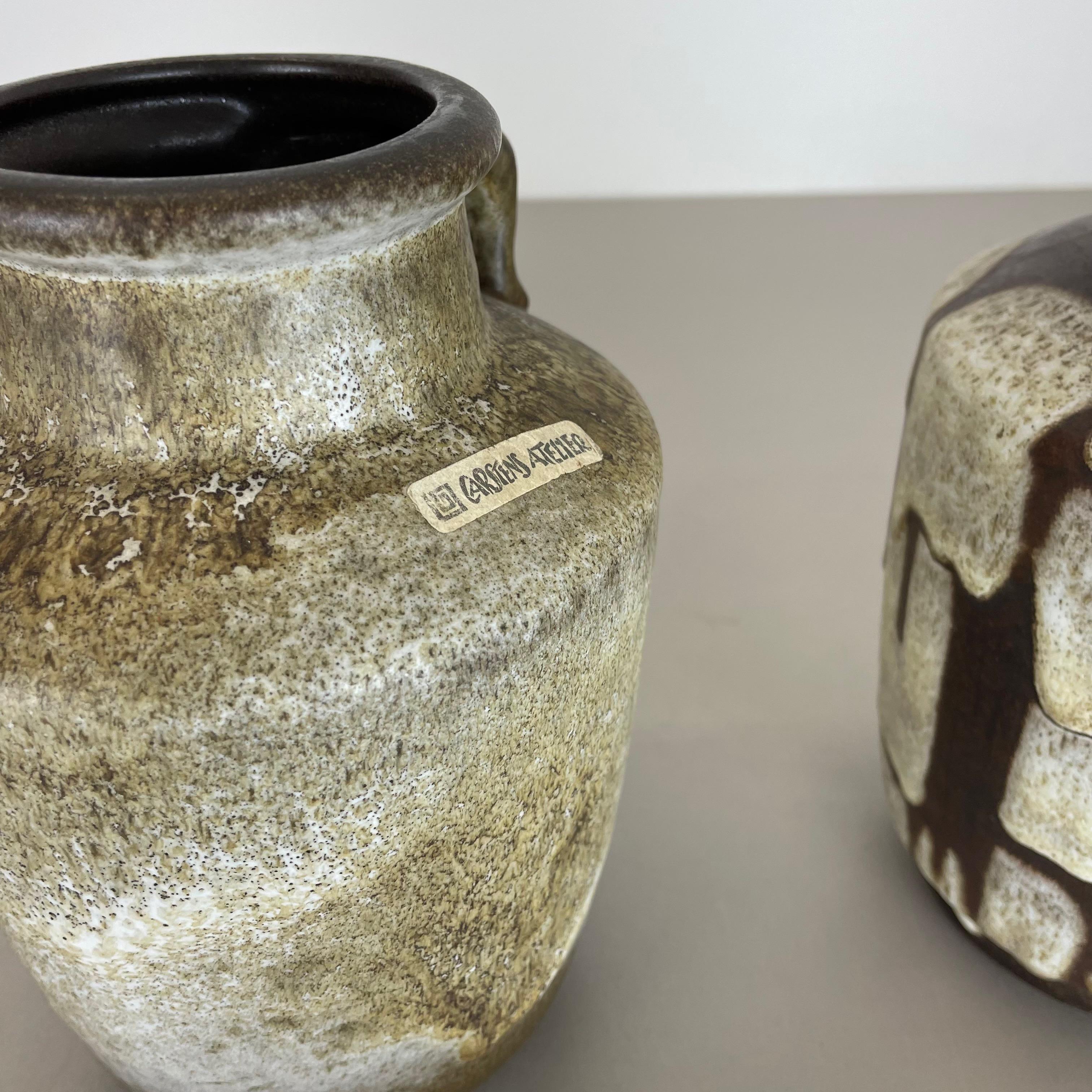 Set of 2 Fat Lava Pottery Vases Heinz Siery Carstens Atelier, Germany, 1970s For Sale 11