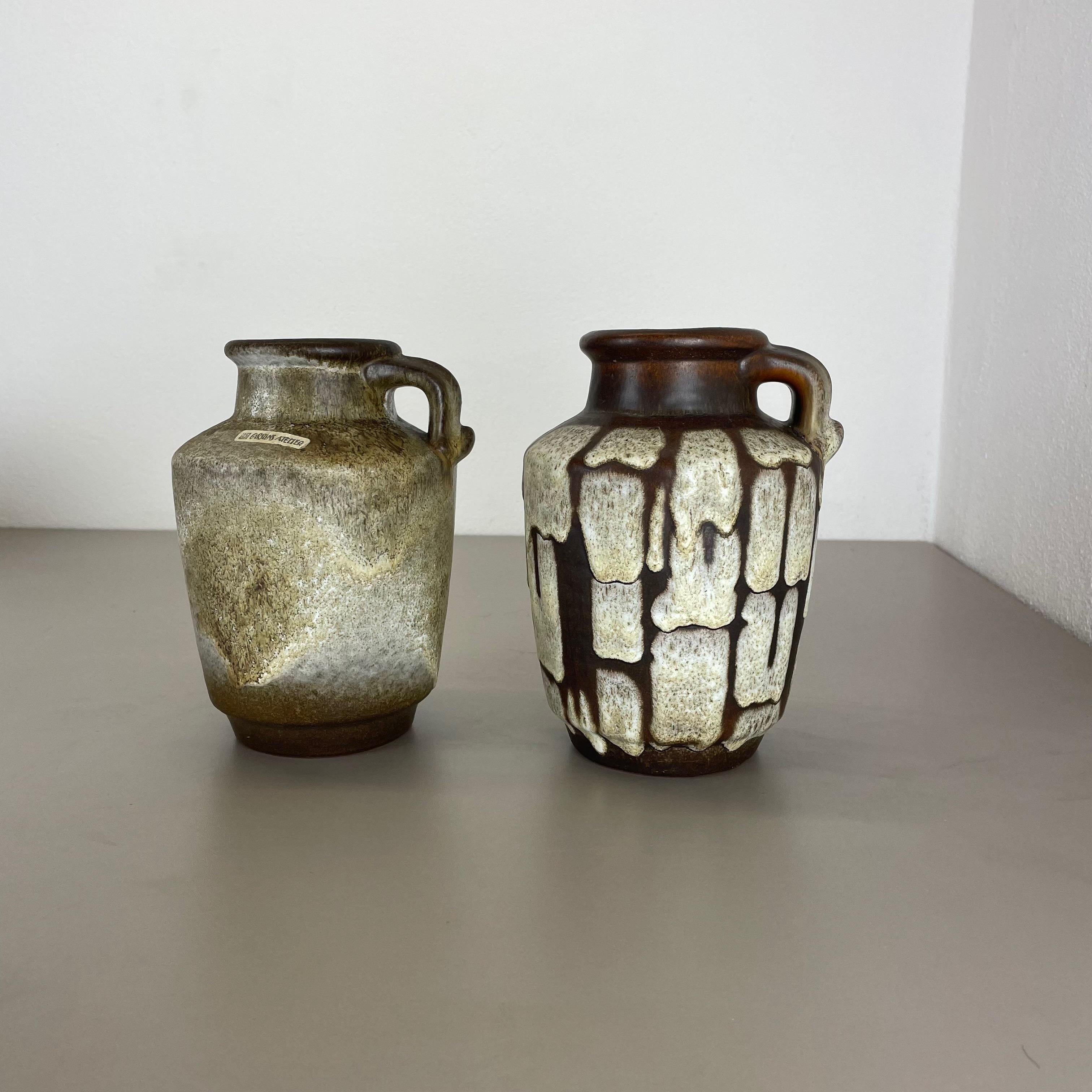 Set of 2 Fat Lava Pottery Vases Heinz Siery Carstens Atelier, Germany, 1970s In Good Condition For Sale In Kirchlengern, DE