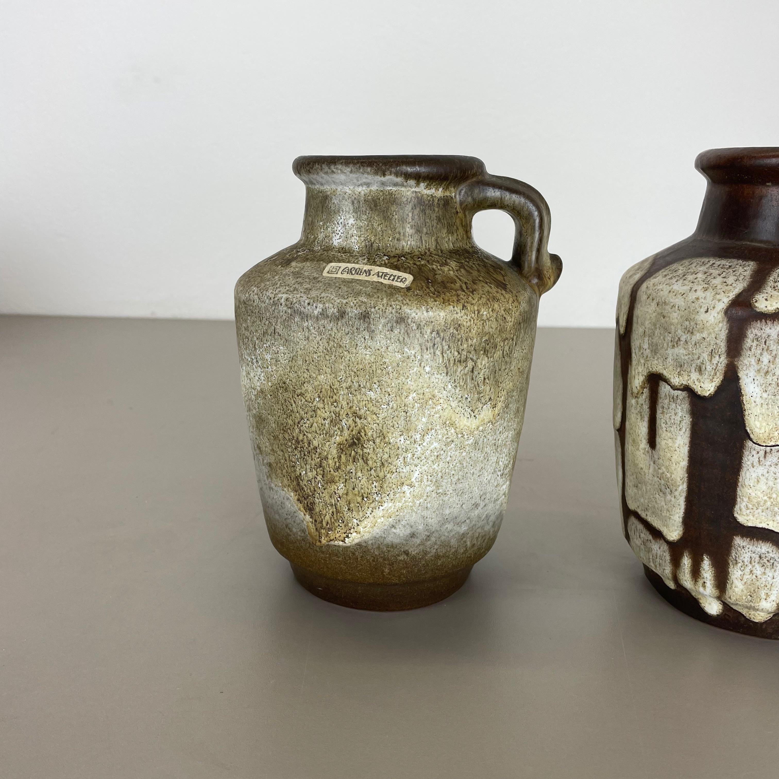 20th Century Set of 2 Fat Lava Pottery Vases Heinz Siery Carstens Atelier, Germany, 1970s For Sale