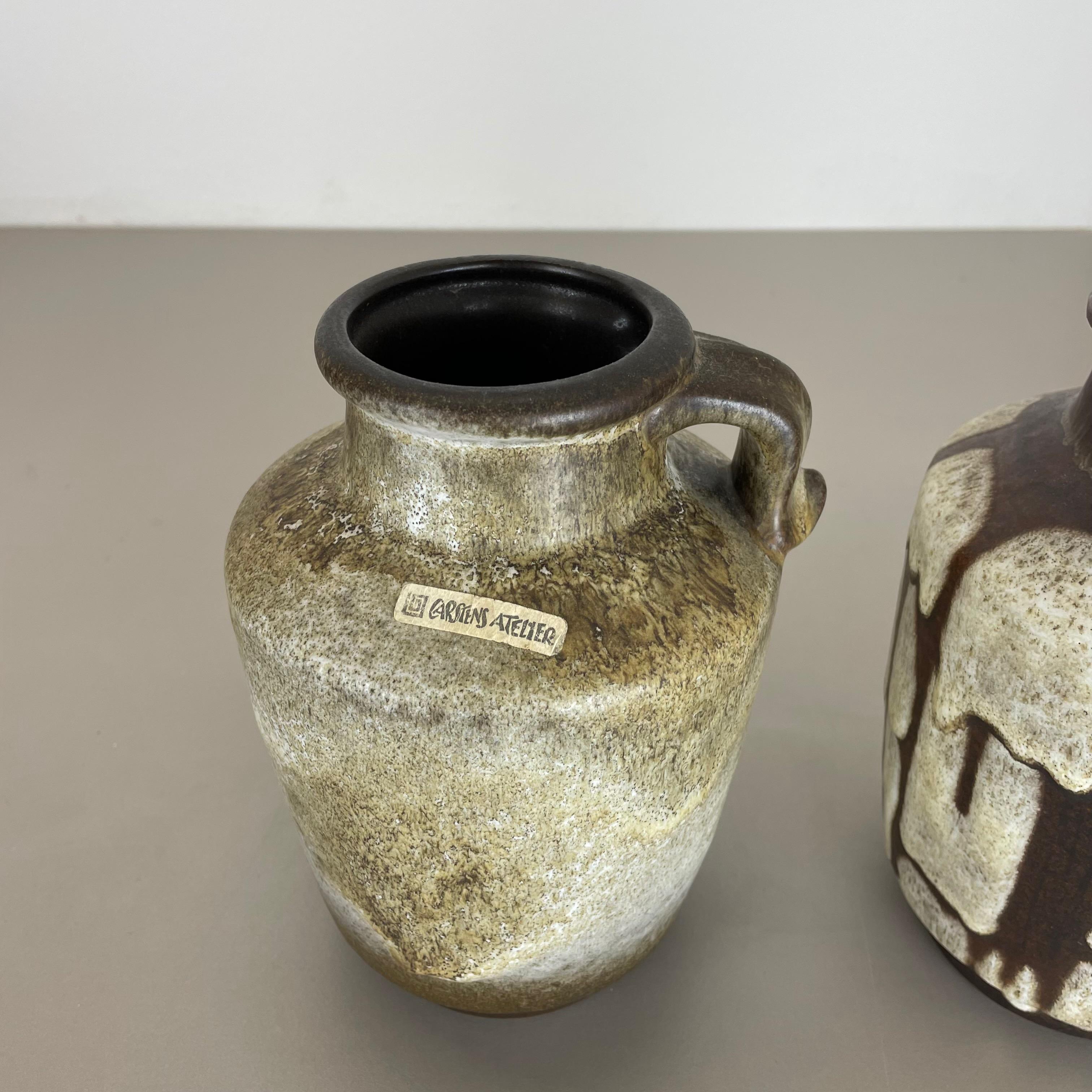 Ceramic Set of 2 Fat Lava Pottery Vases Heinz Siery Carstens Atelier, Germany, 1970s For Sale