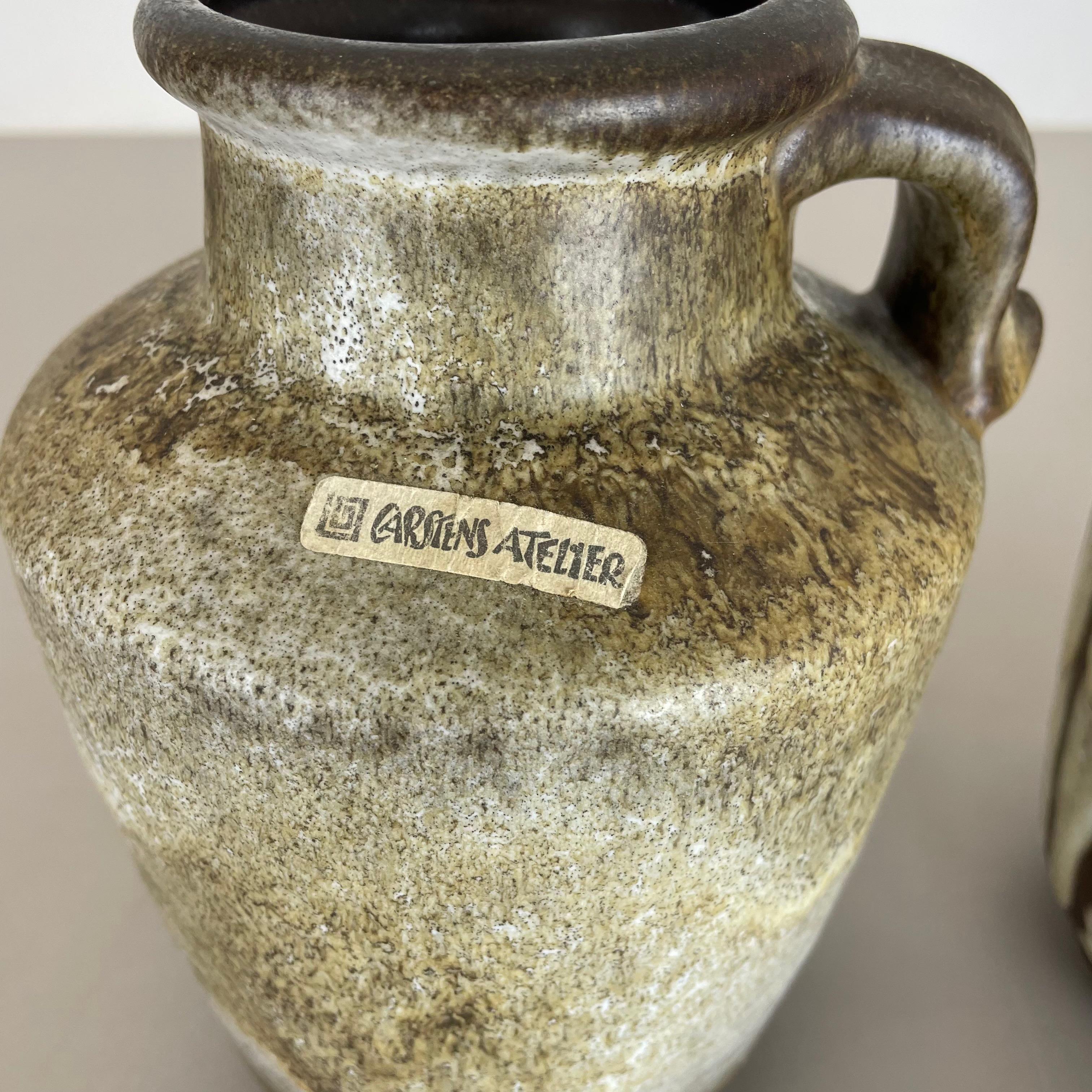 Juego de 2 jarrones de cerámica de lava gorda Heinz Siery Carstens Atelier, Alemania, años 70 Cerámico en venta
