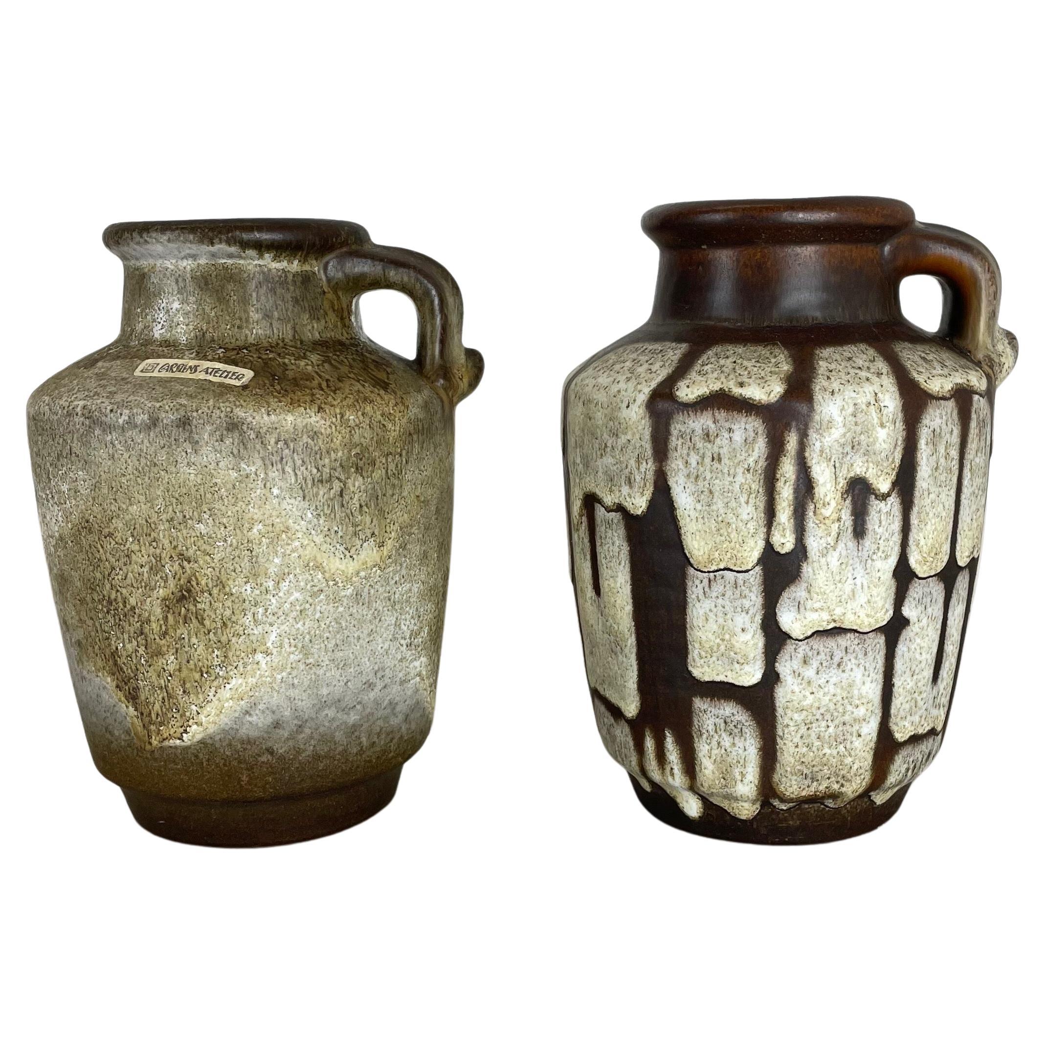 Set of 2 Fat Lava Pottery Vases Heinz Siery Carstens Atelier, Germany, 1970s For Sale