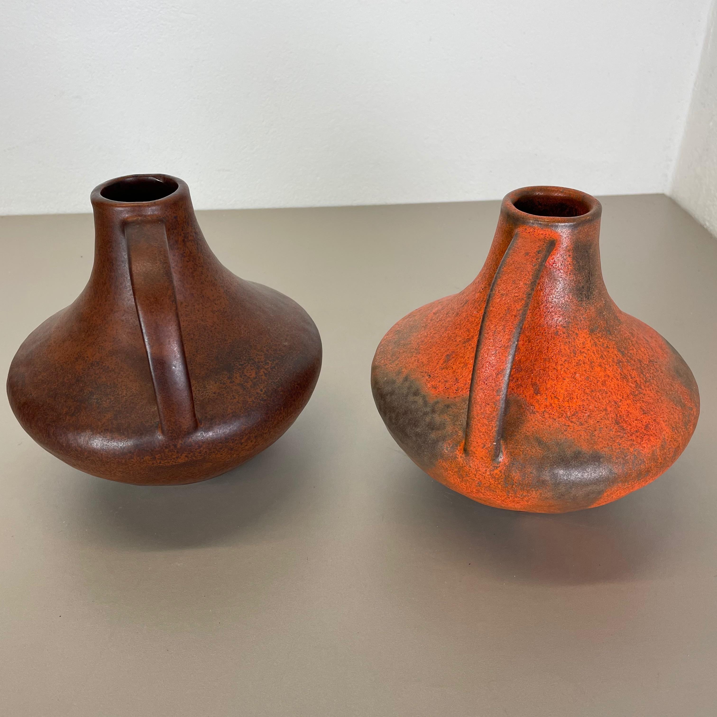 Set von 2 Vasen aus Fett Lava-Keramik Heinz Siery Carstens Tnnieshof, Deutschland, 1970er Jahre im Angebot 9