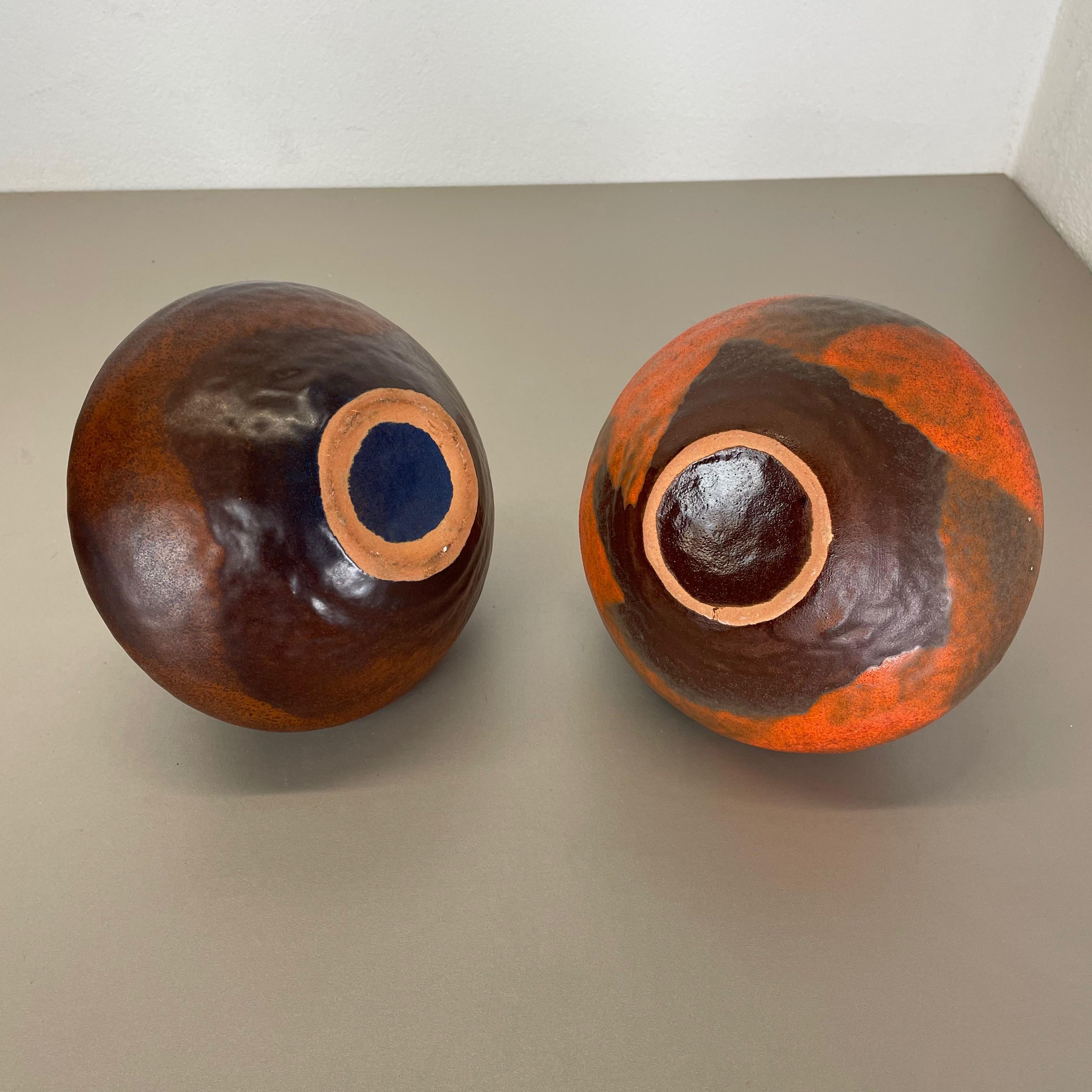 Set von 2 Vasen aus Fett Lava-Keramik Heinz Siery Carstens Tnnieshof, Deutschland, 1970er Jahre im Angebot 12