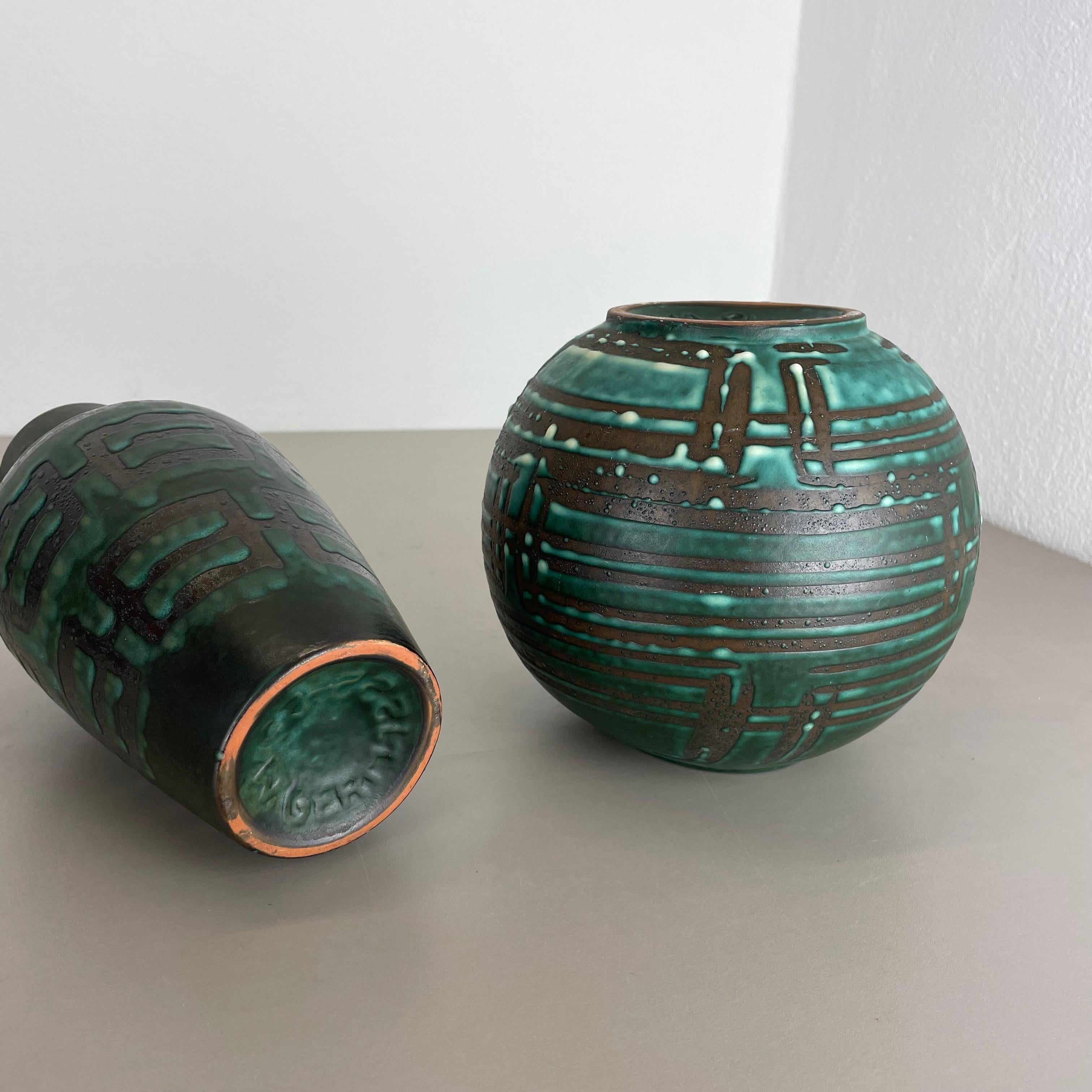 Set of 2 Fat Lava Pottery Vases Heinz Siery Carstens Tönnieshof, Germany, 1970s For Sale 11
