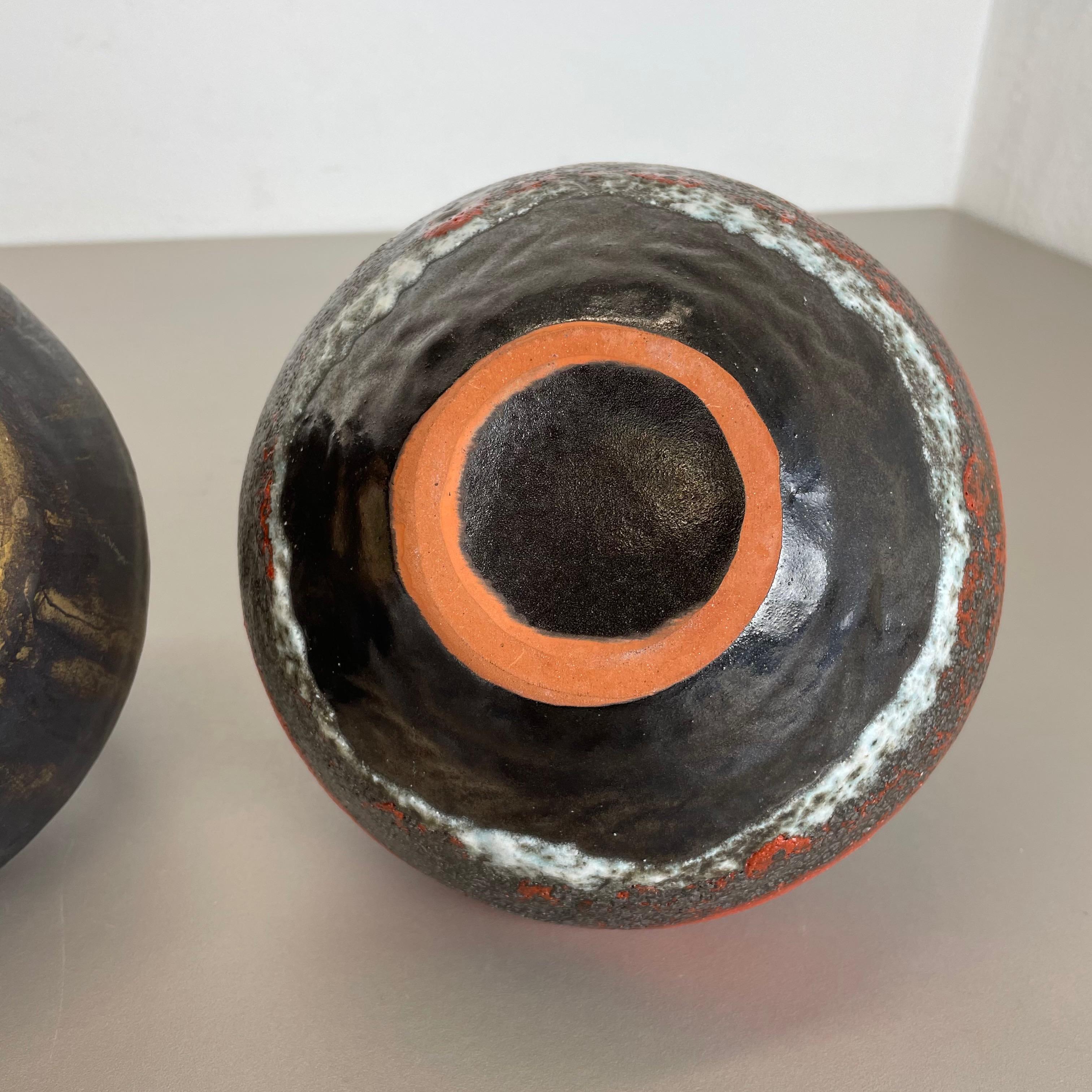 Set of 2 Fat Lava Pottery Vases Heinz Siery Carstens Tönnieshof, Germany, 1970s For Sale 13