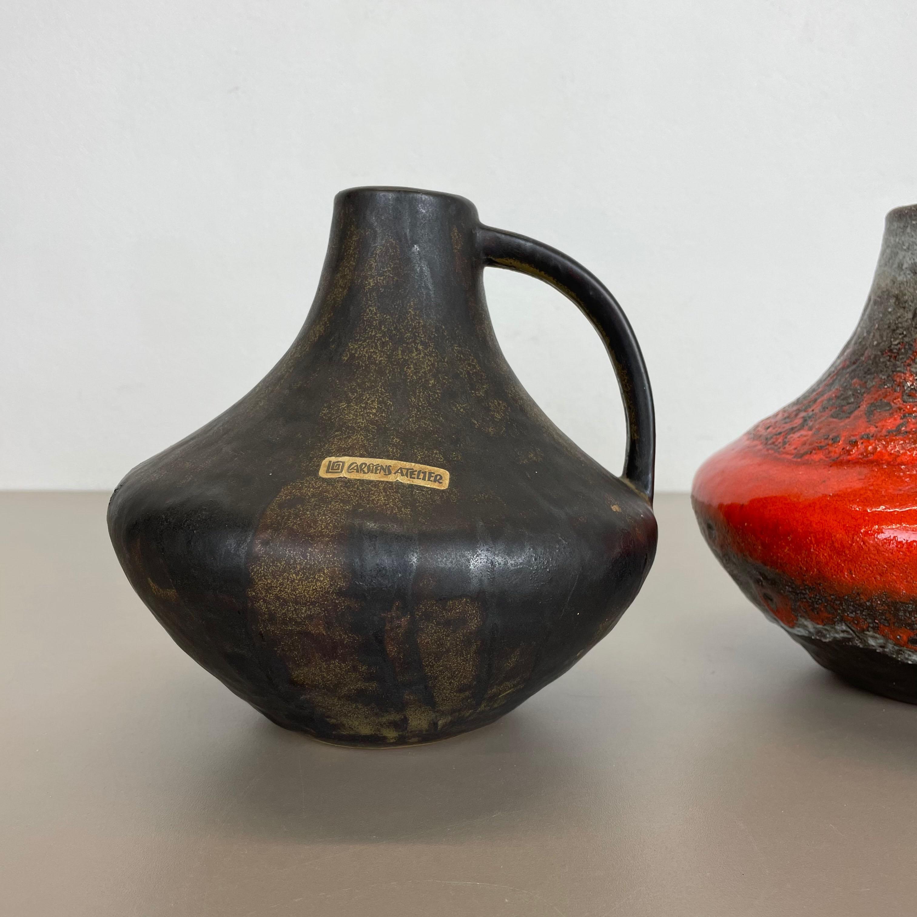 Set of 2 Fat Lava Pottery Vases Heinz Siery Carstens Tönnieshof, Germany, 1970s In Good Condition For Sale In Kirchlengern, DE