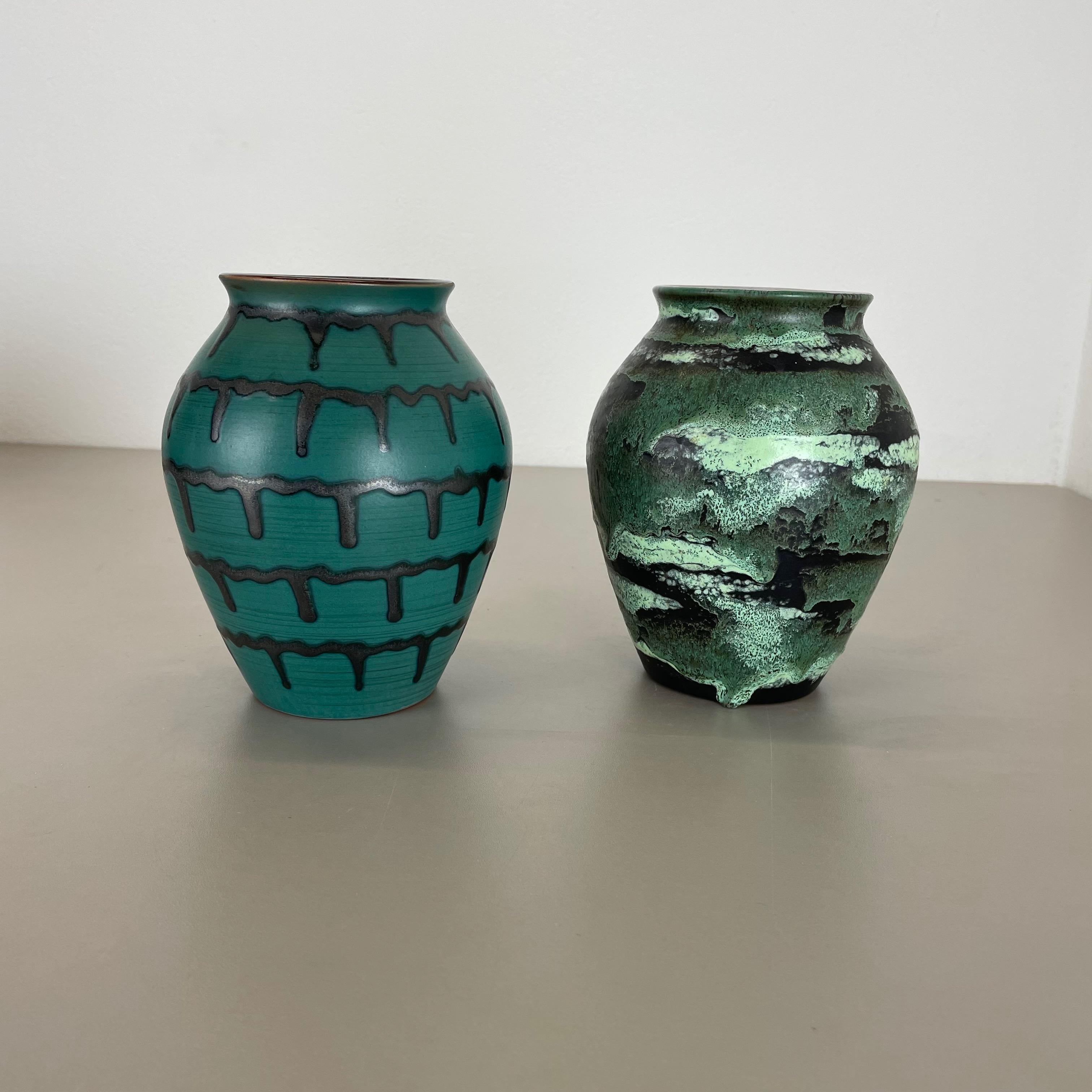 Set of 2 Fat Lava Pottery Vases Heinz Siery Carstens Tönnieshof, Germany, 1970s In Good Condition For Sale In Kirchlengern, DE