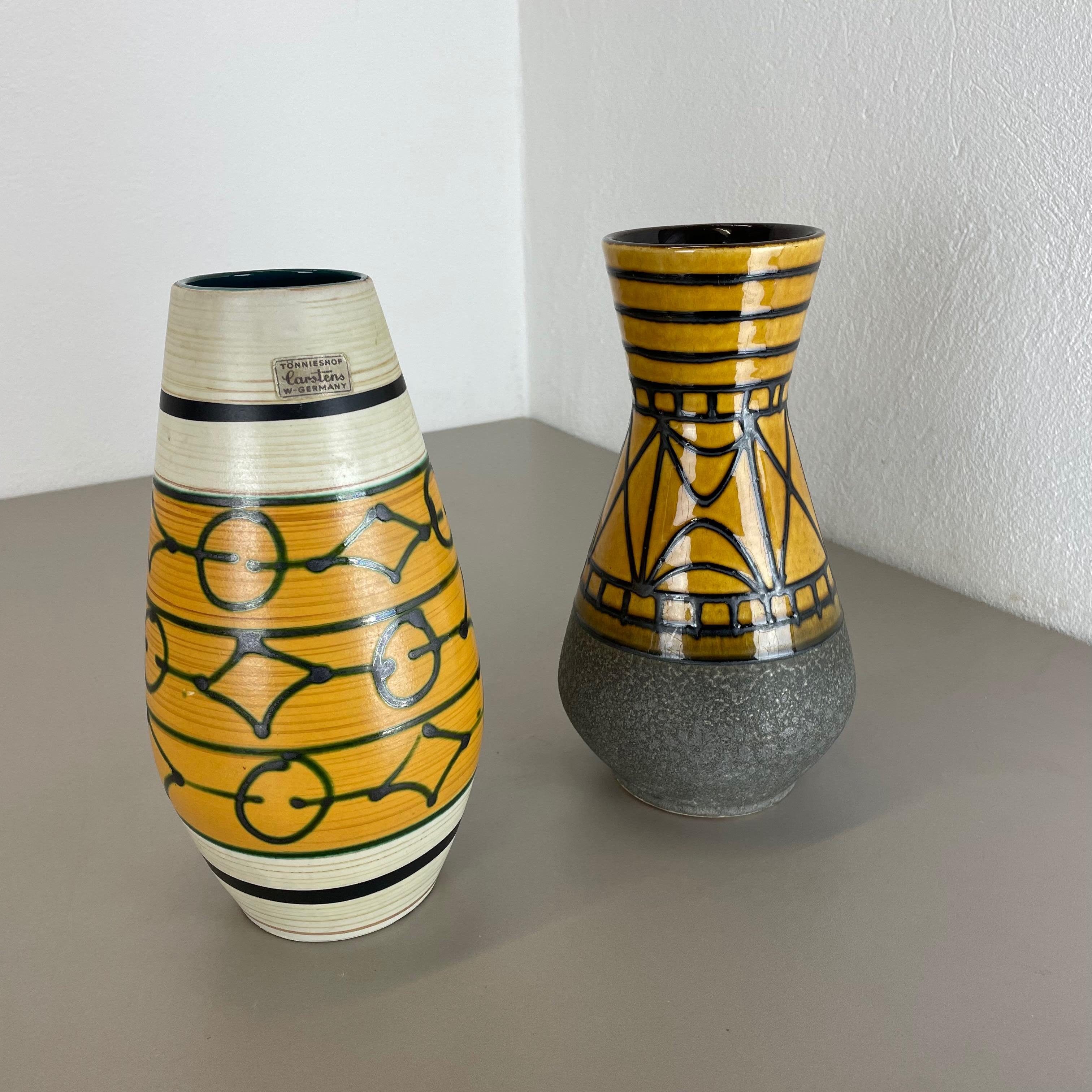 Set of 2 Fat Lava Pottery Vases Heinz Siery Carstens Tonnieshof, Germany, 1970s In Good Condition For Sale In Kirchlengern, DE