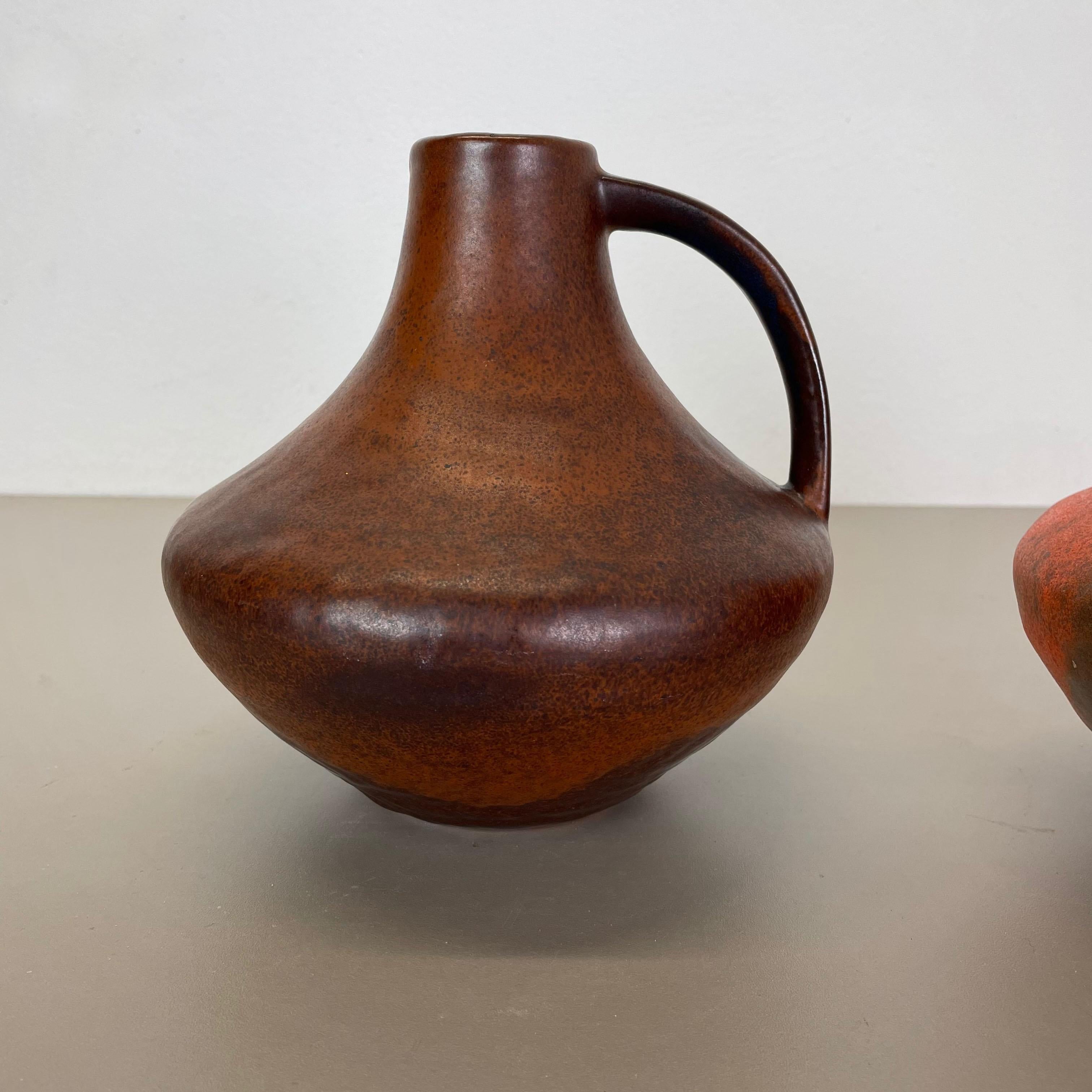 Set von 2 Vasen aus Fett Lava-Keramik Heinz Siery Carstens Tnnieshof, Deutschland, 1970er Jahre (20. Jahrhundert) im Angebot