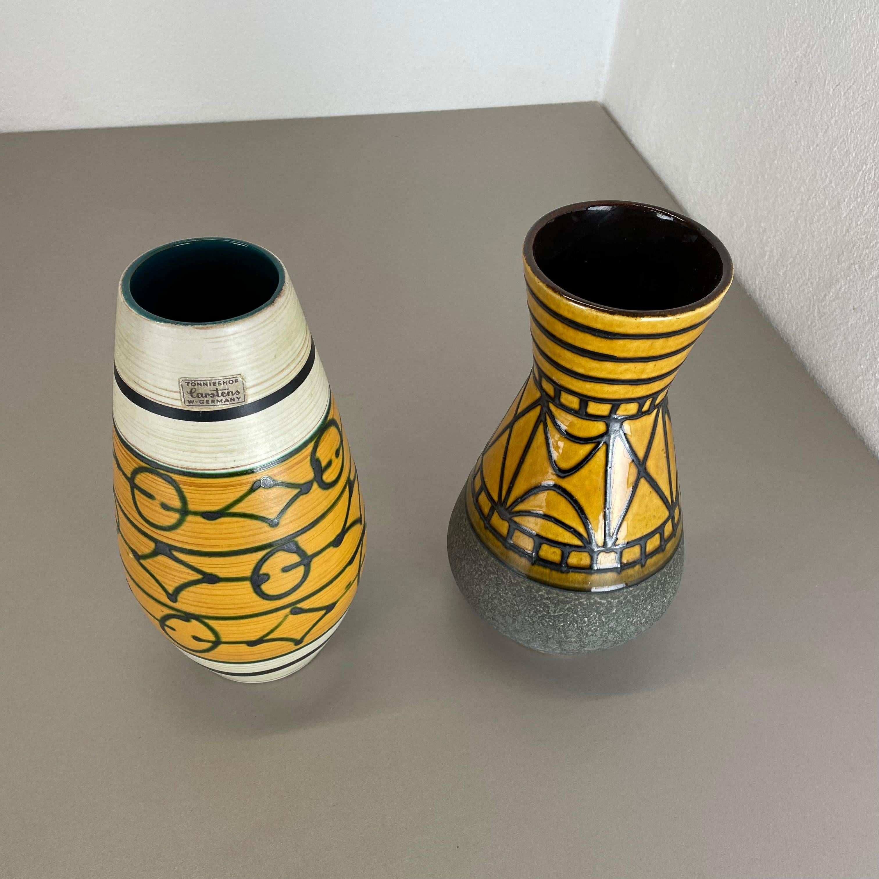 20th Century Set of 2 Fat Lava Pottery Vases Heinz Siery Carstens Tonnieshof, Germany, 1970s For Sale