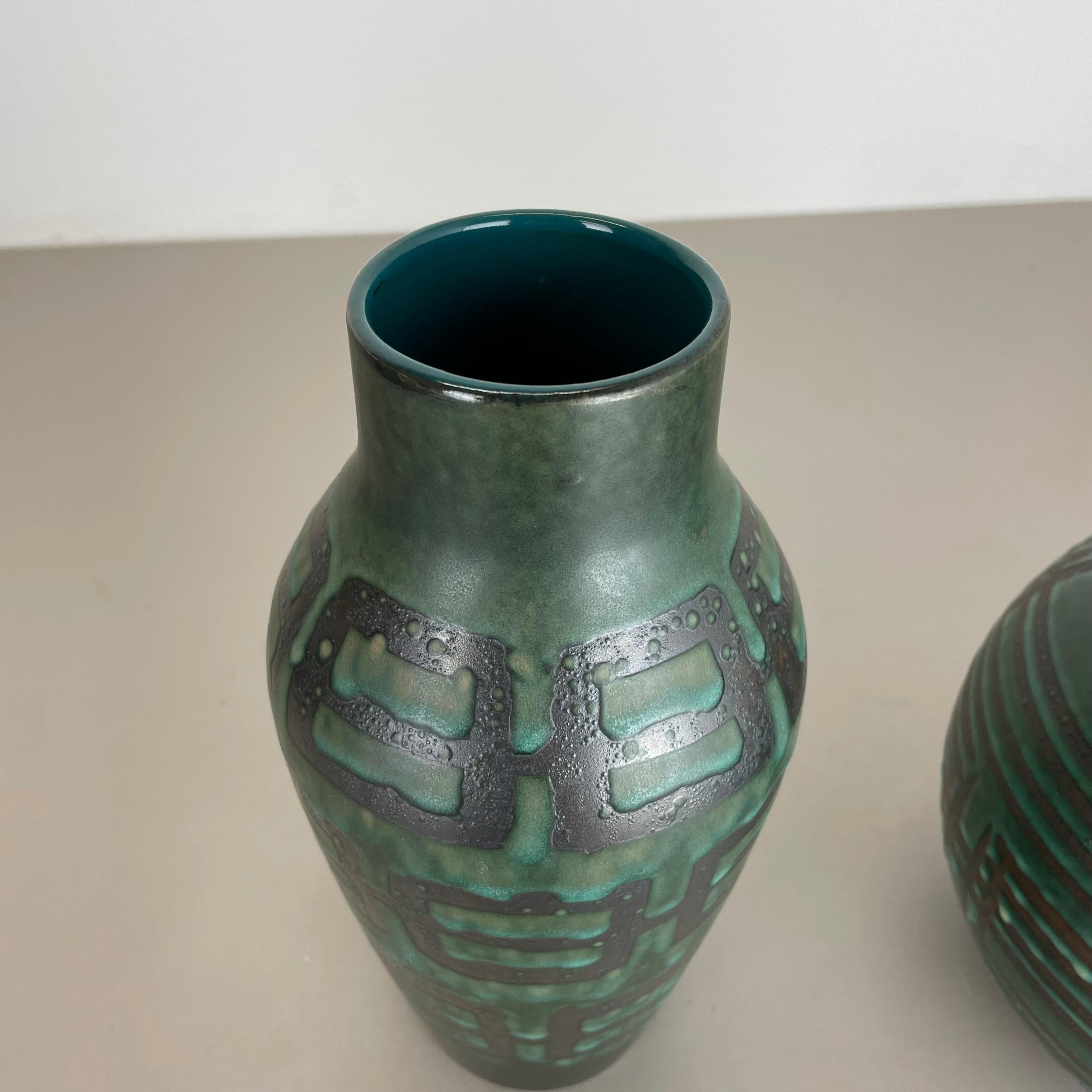 Set of 2 Fat Lava Pottery Vases Heinz Siery Carstens Tönnieshof, Germany, 1970s For Sale 2