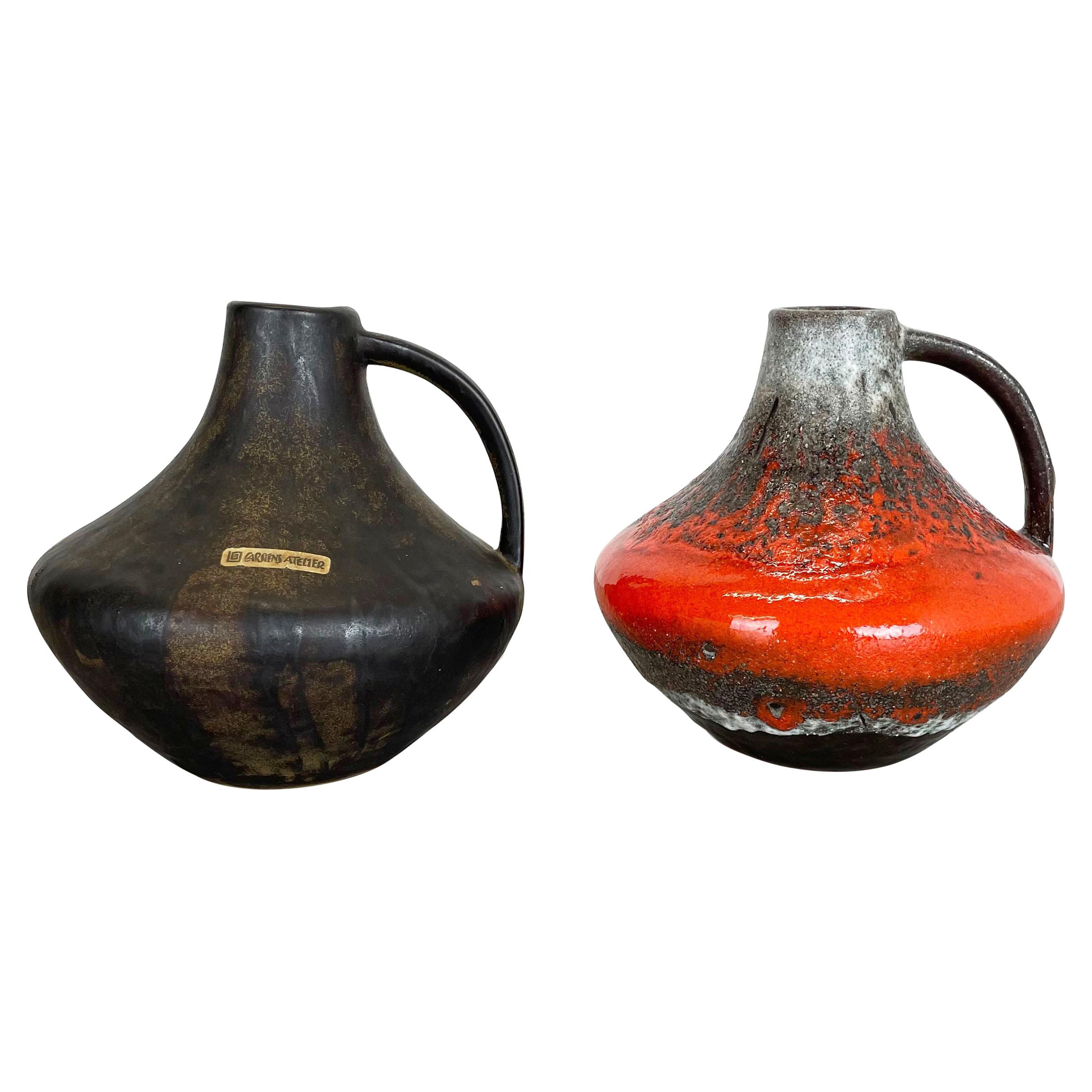 Set of 2 Fat Lava Pottery Vases Heinz Siery Carstens Tönnieshof, Germany, 1970s