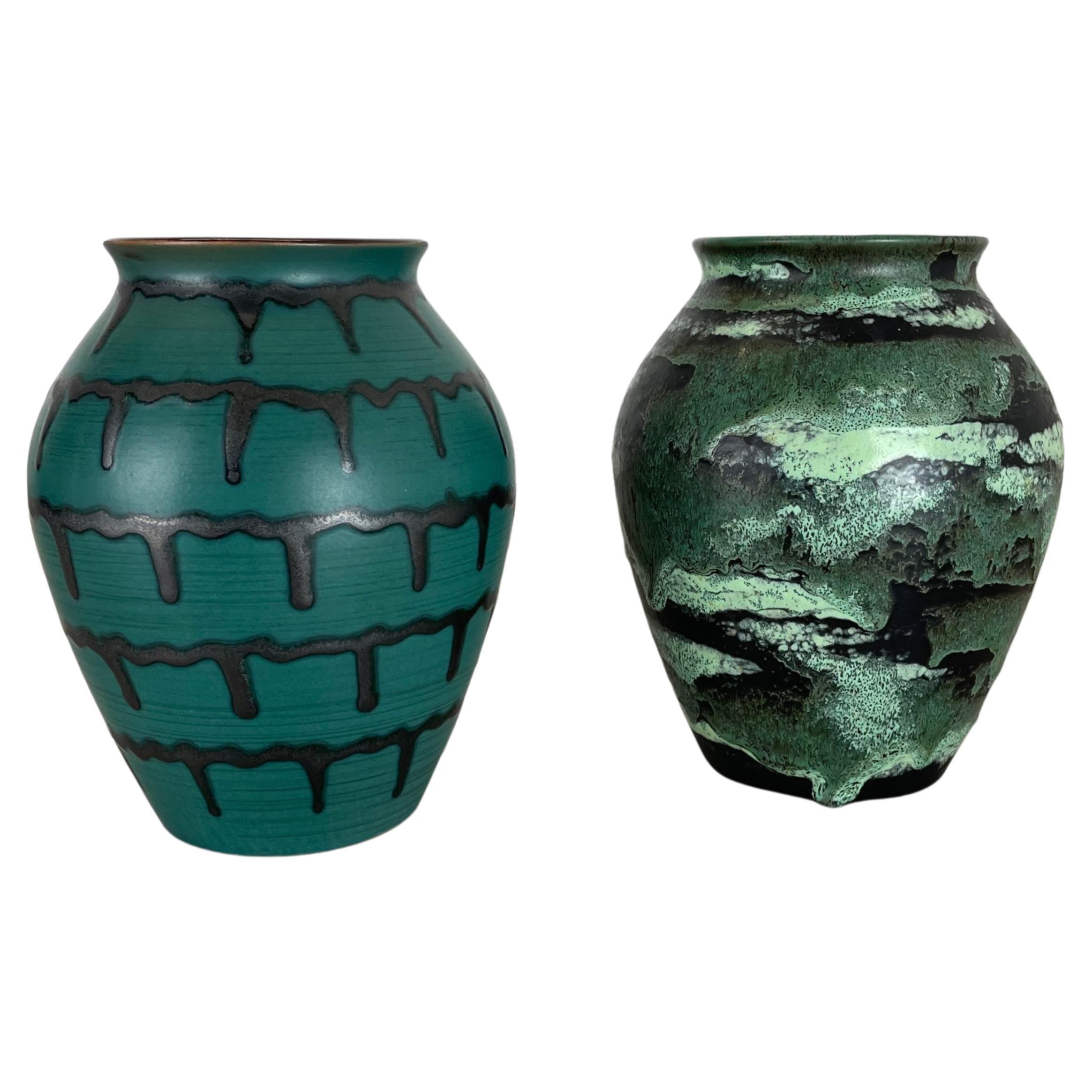 Satz von 2 Vasen aus fetter Lava-Keramik Heinz Siery Carstens Tönnieshof, Deutschland, 1970er Jahre im Angebot