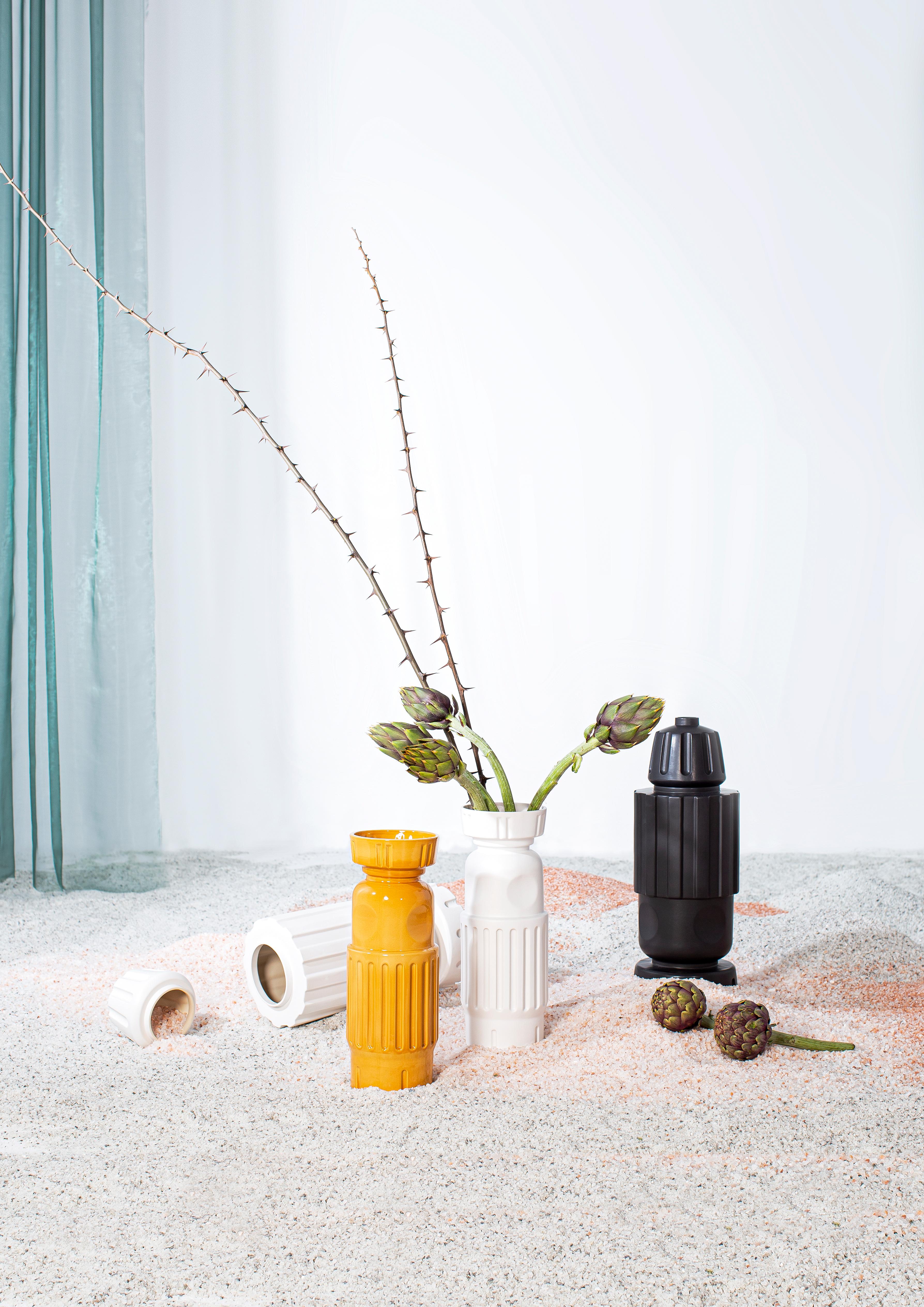 Contemporary Set of 2 Fg Vases and Boxes by Pulpo