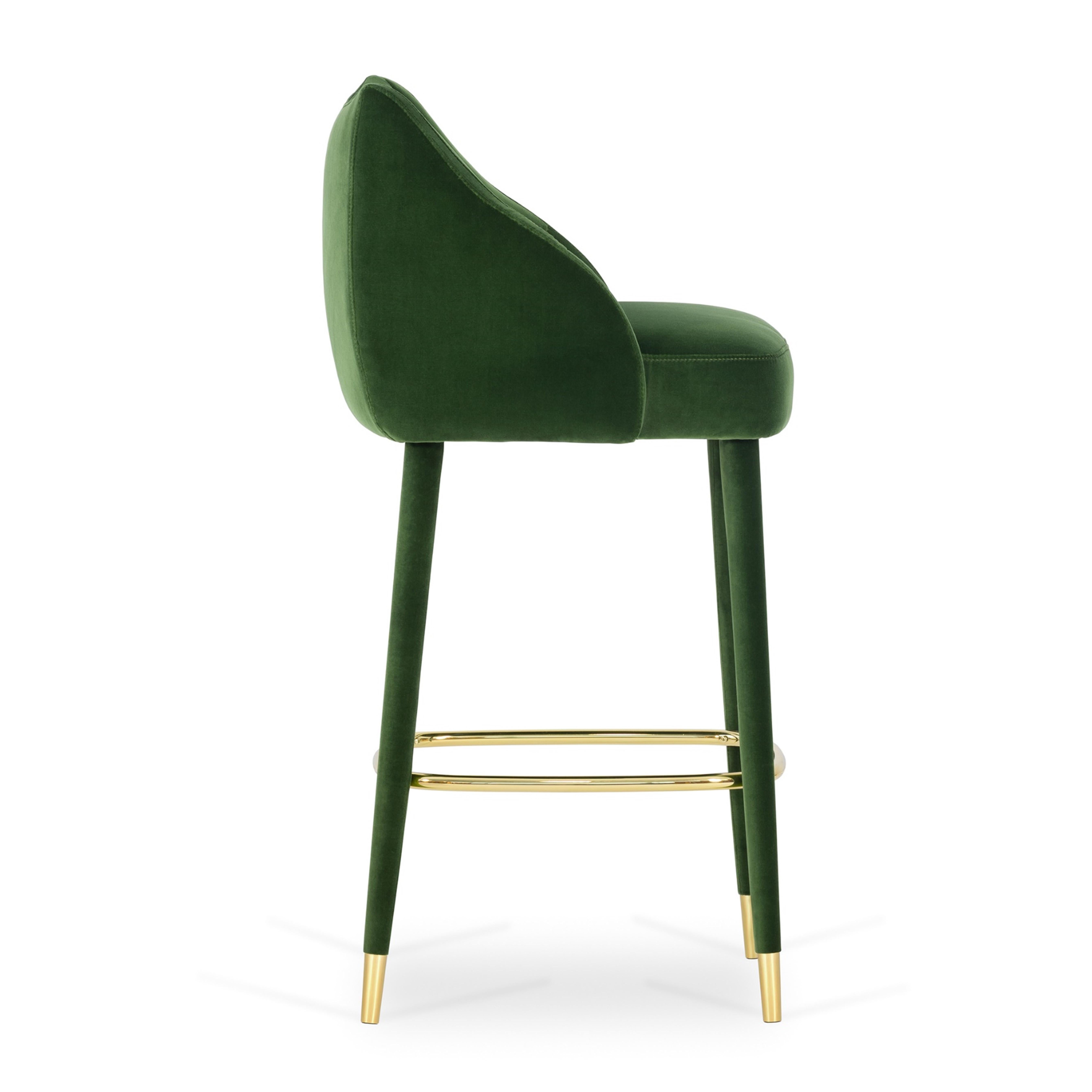 Portuguese Set of 2 Figueroa Bar Stool, Cotton Velvet, InsidherLand by Joana Santos Barbosa For Sale