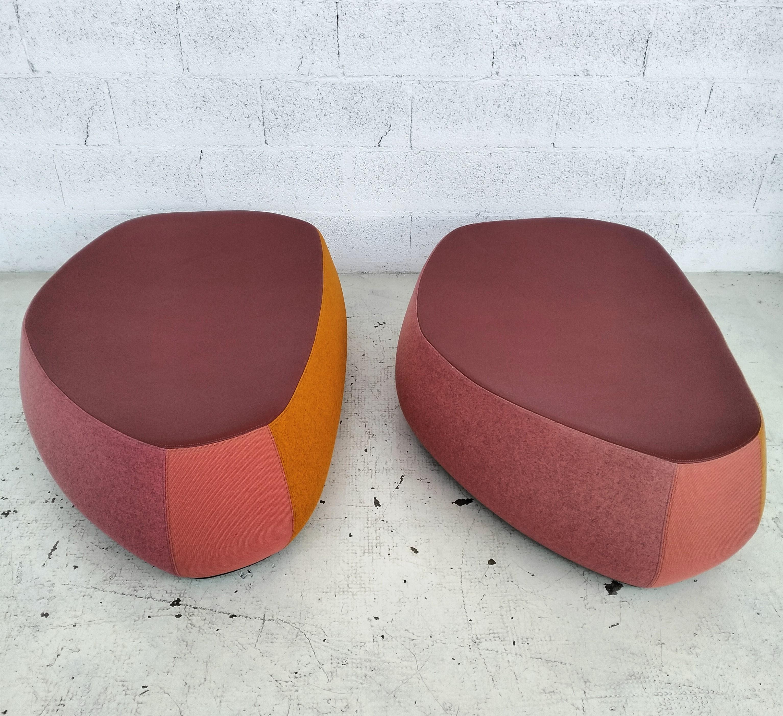 Mid-Century Modern Set of 2 Fjord poufs by Patricia Urquiola for Moroso 2000s For Sale