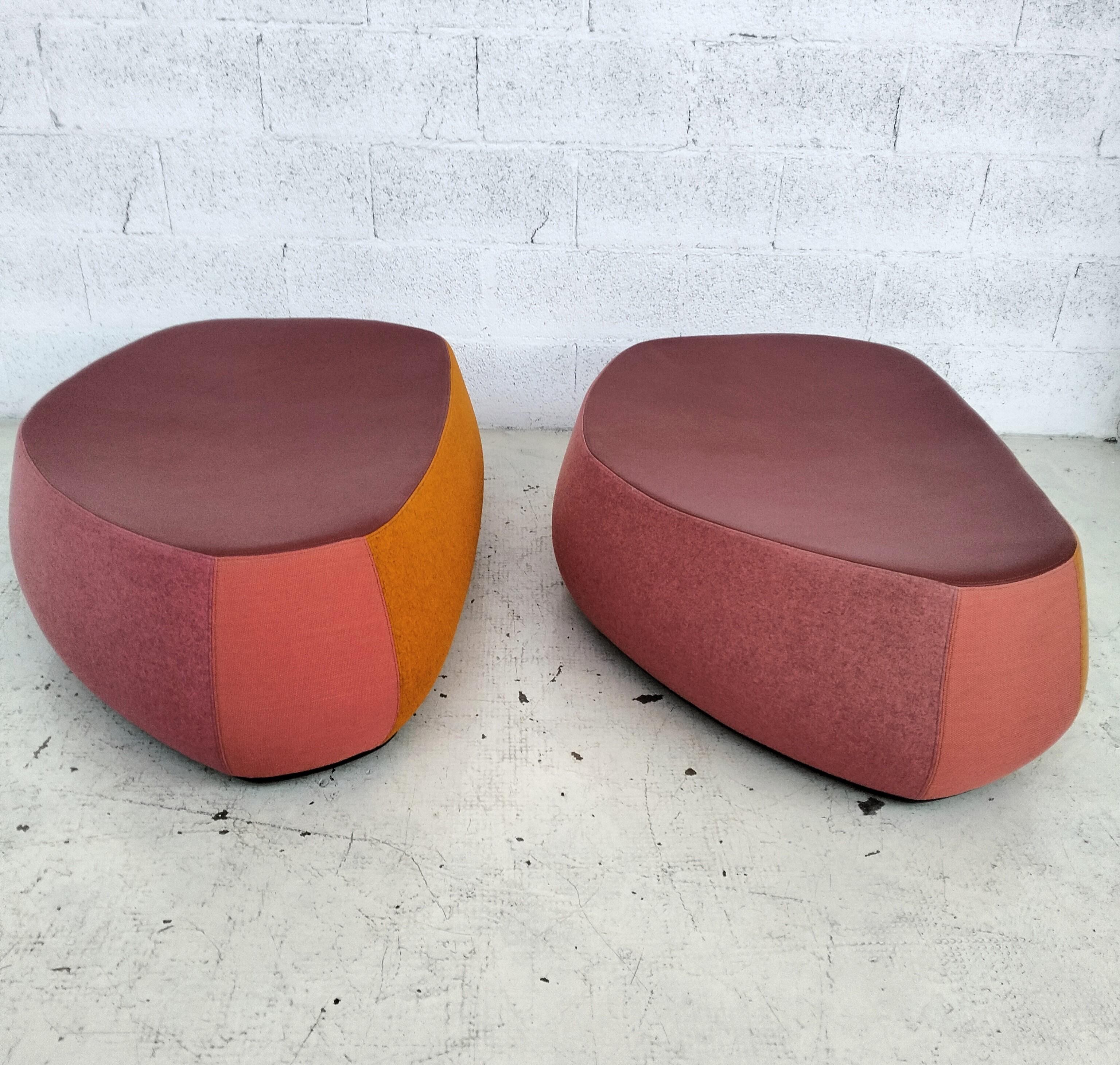 Italian Set of 2 Fjord poufs by Patricia Urquiola for Moroso 2000s For Sale