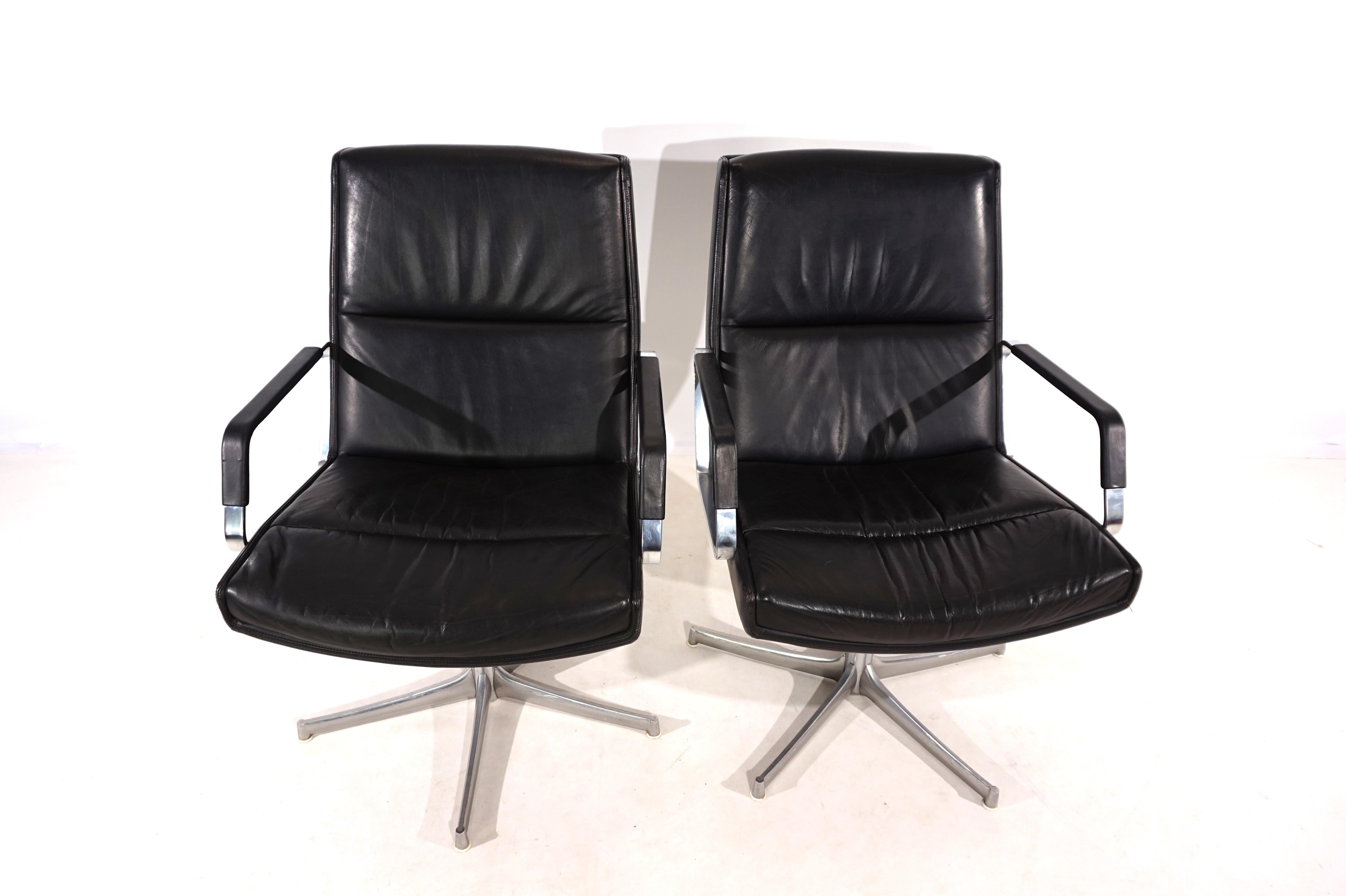 Late 20th Century Set of 2 FK711 office chairs by Preben Fabricius/Jørgen Kastholm for Walter Knol