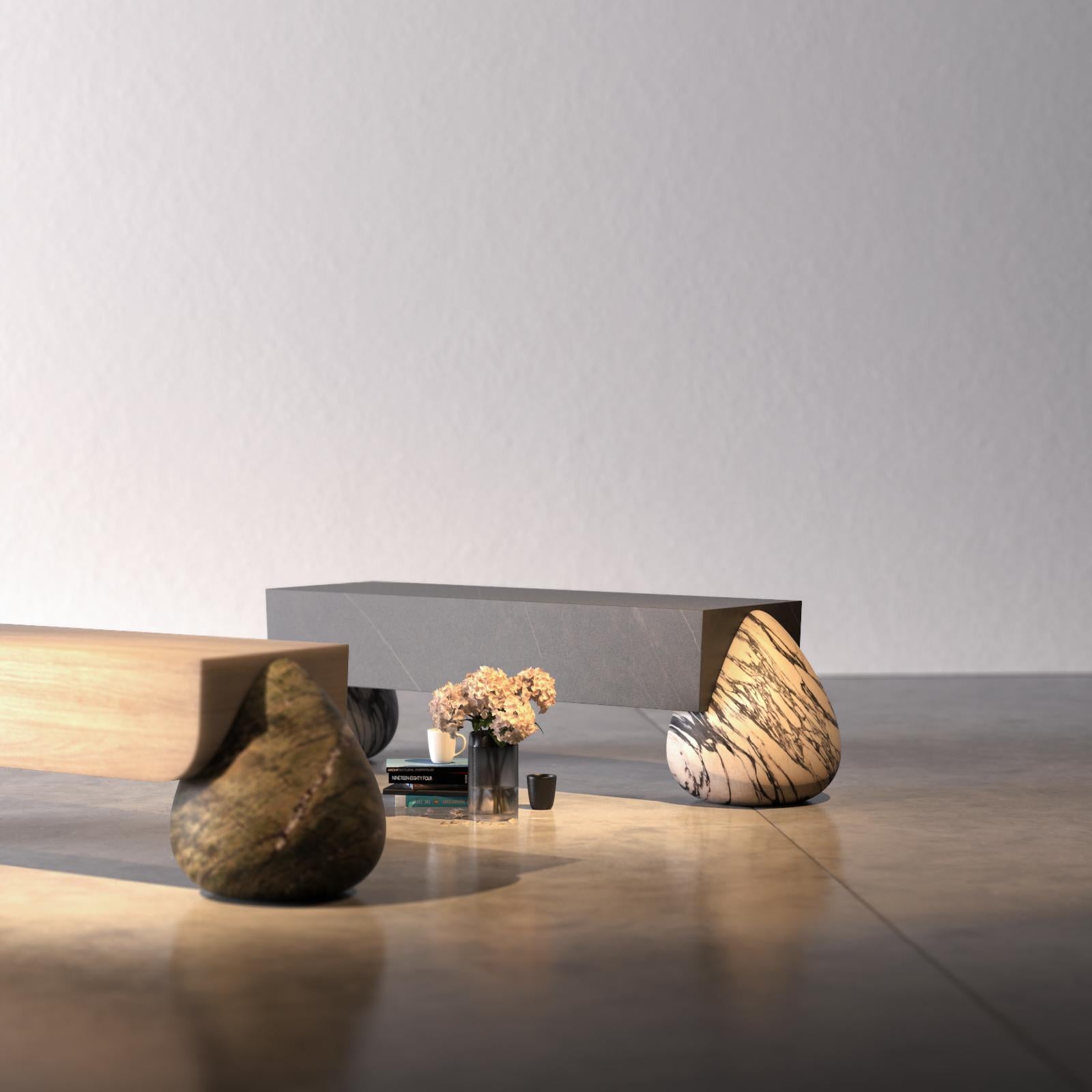 Italian Set of 2 Flint Bench by Marmi Serafini For Sale