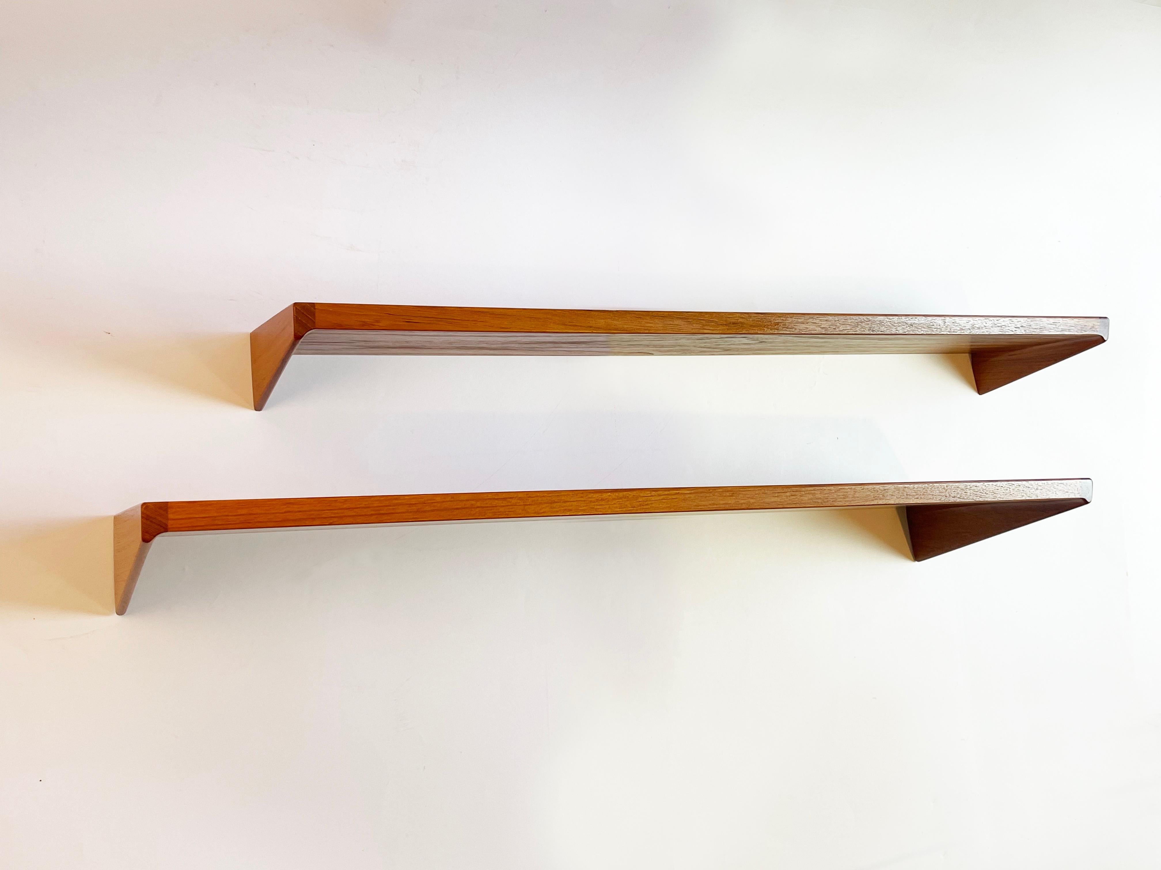 Danish Set of 2 Floating Shelves, Teak by Kai Kristiansen for Fm Møbler, 1960s, Denmark For Sale