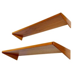 Set of 2 Floating Shelves, Teak by Kai Kristiansen for Fm Møbler, 1960s, Denmark