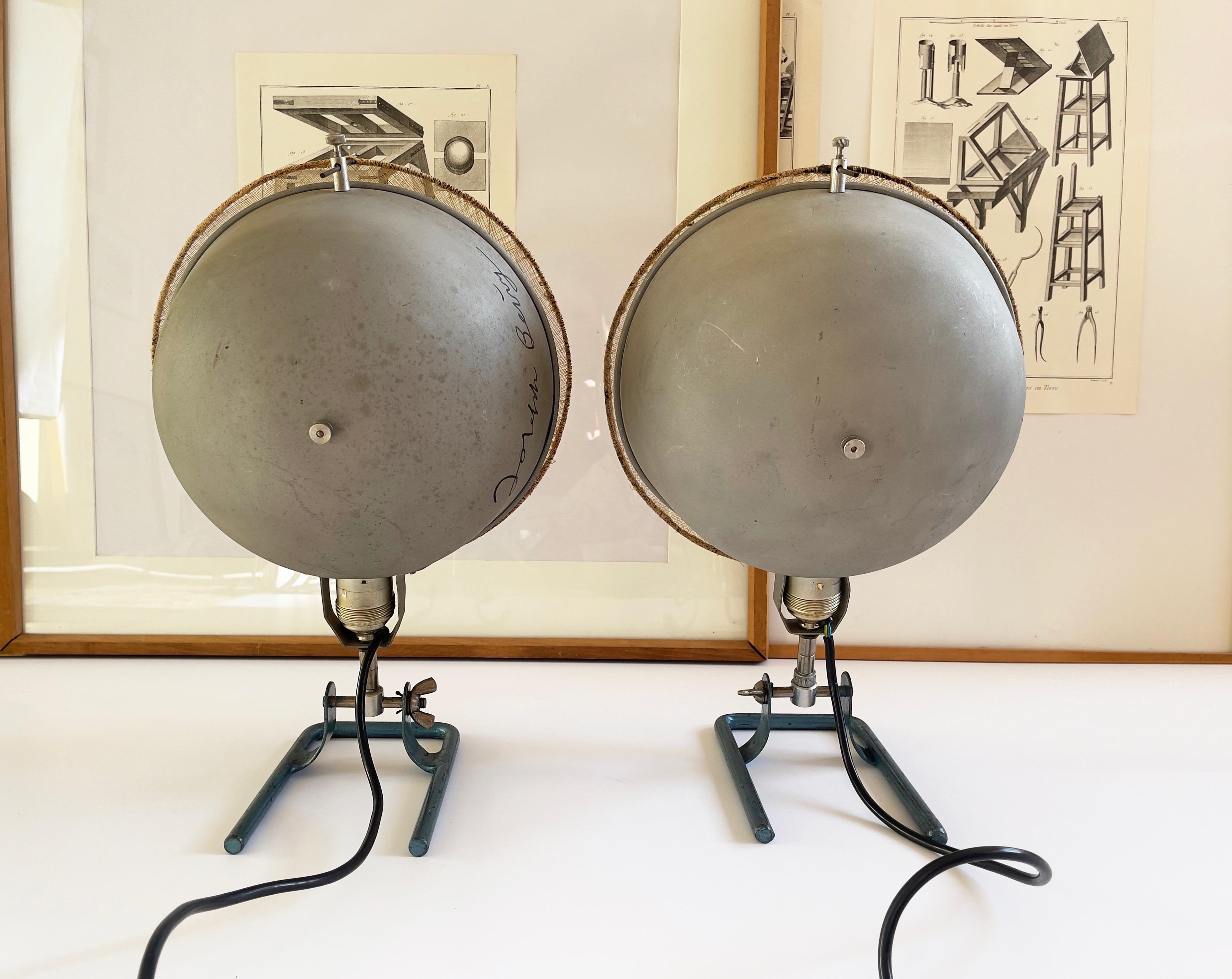 Machine-Made Set of 2 Floor Lamps, with Joseph Beuys' Autograph, Industrial 1950s, Germany For Sale