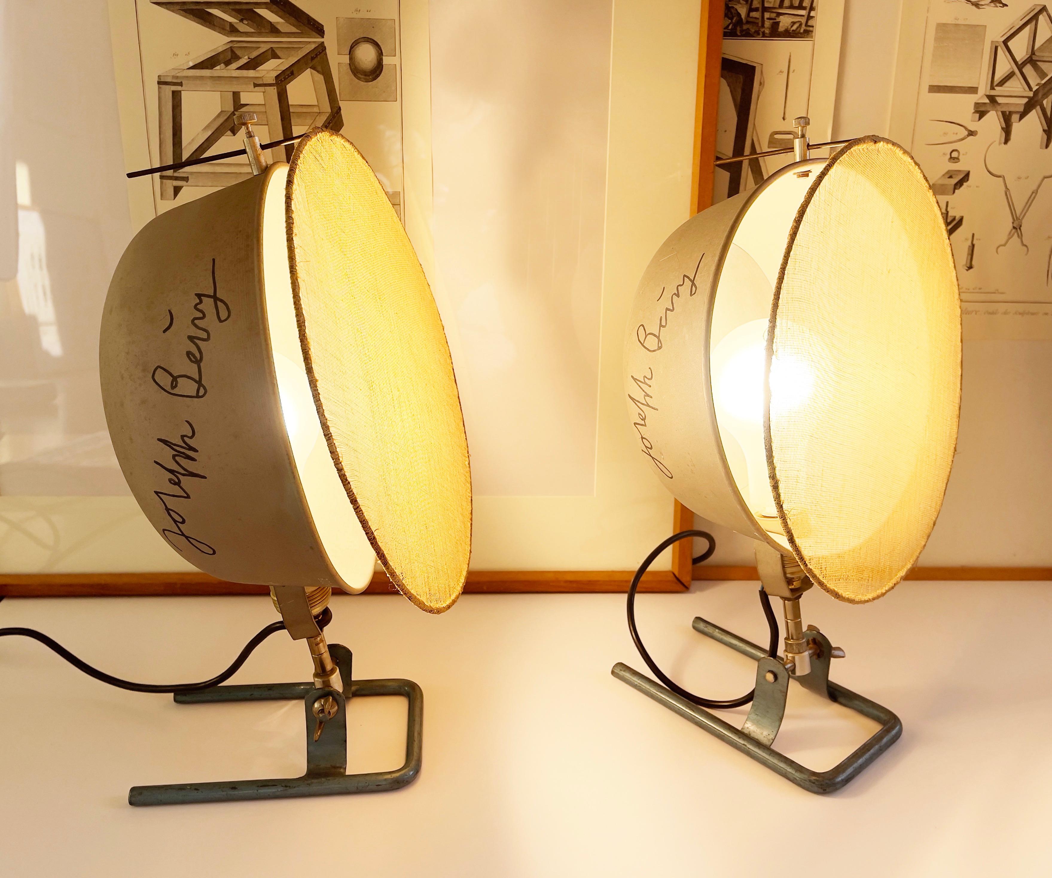 Metal Set of 2 Floor Lamps, with Joseph Beuys' Autograph, Industrial 1950s, Germany For Sale