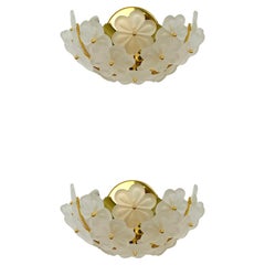 Juego de 2 apliques florales de cristal de Ernst Palme
