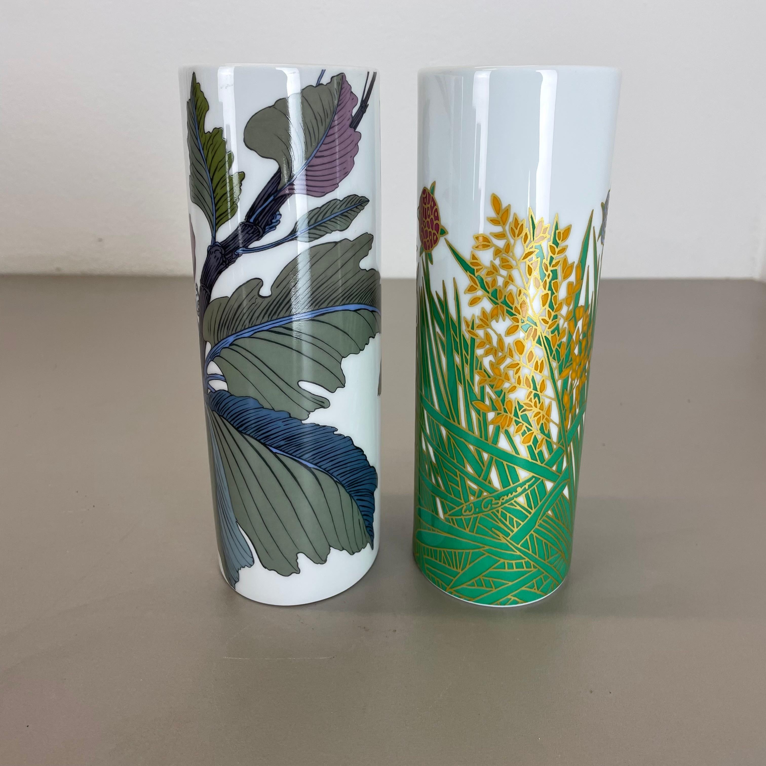 Set of 2 Floral Vases by W. Bauer and A. Le Foll for Rosenthal, Germany, 1980s For Sale 4