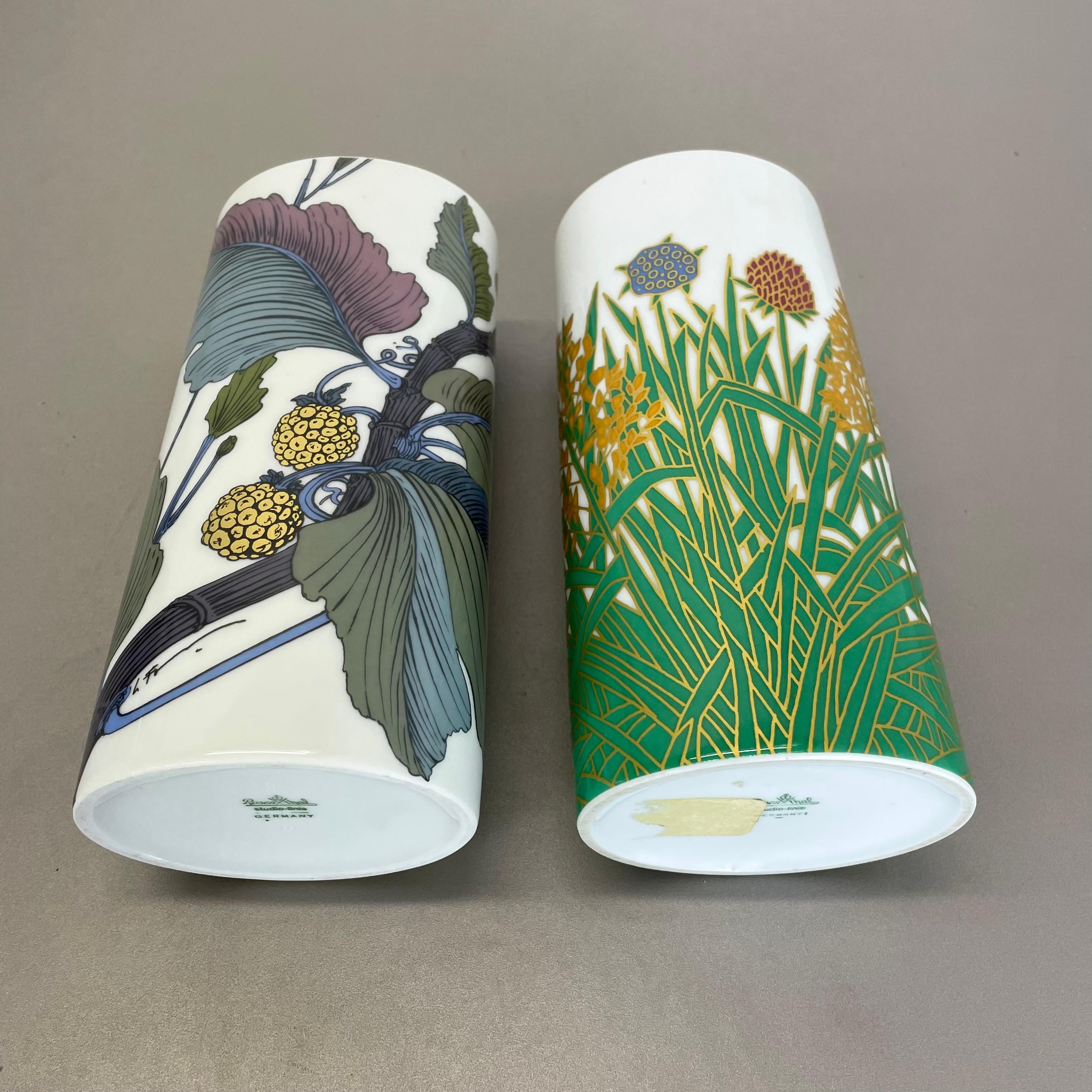 Set of 2 Floral Vases by W. Bauer and A. Le Foll for Rosenthal, Germany, 1980s For Sale 11