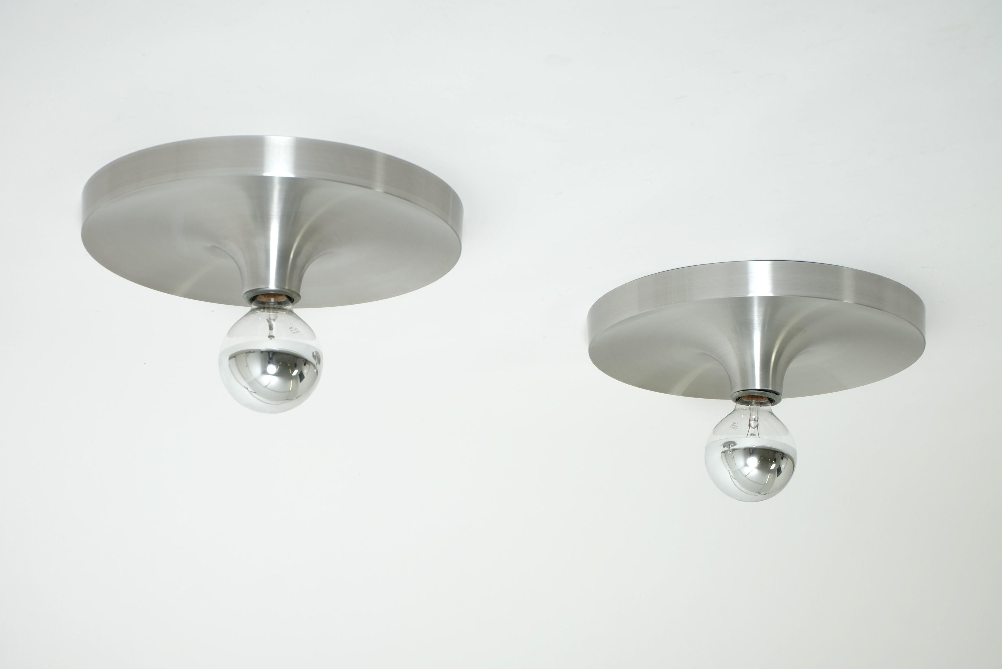 Space Age Set Of 2 Flush Mount Or Wall Lamps Charlotte Perriand Les Arcs, Germany 1970s
