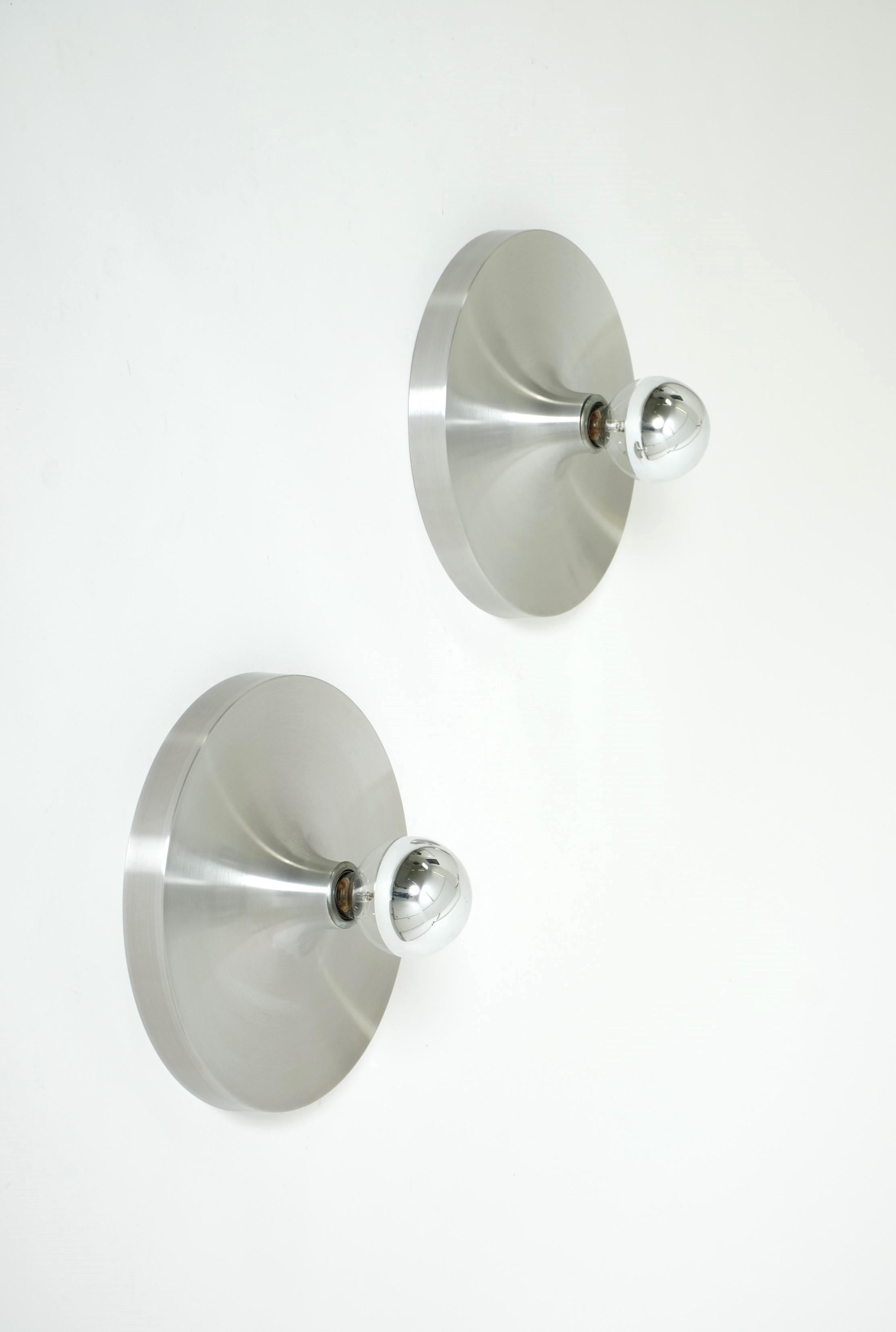 Aluminum Set Of 2 Flush Mount Or Wall Lamps Charlotte Perriand Les Arcs, Germany 1970s