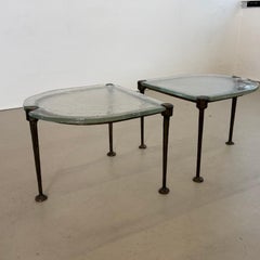 ensemble de 2 tables basses en bronze forgé par Lothar Klute