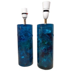 Set of 2 Fractal Resin Table Lamps, 1970s