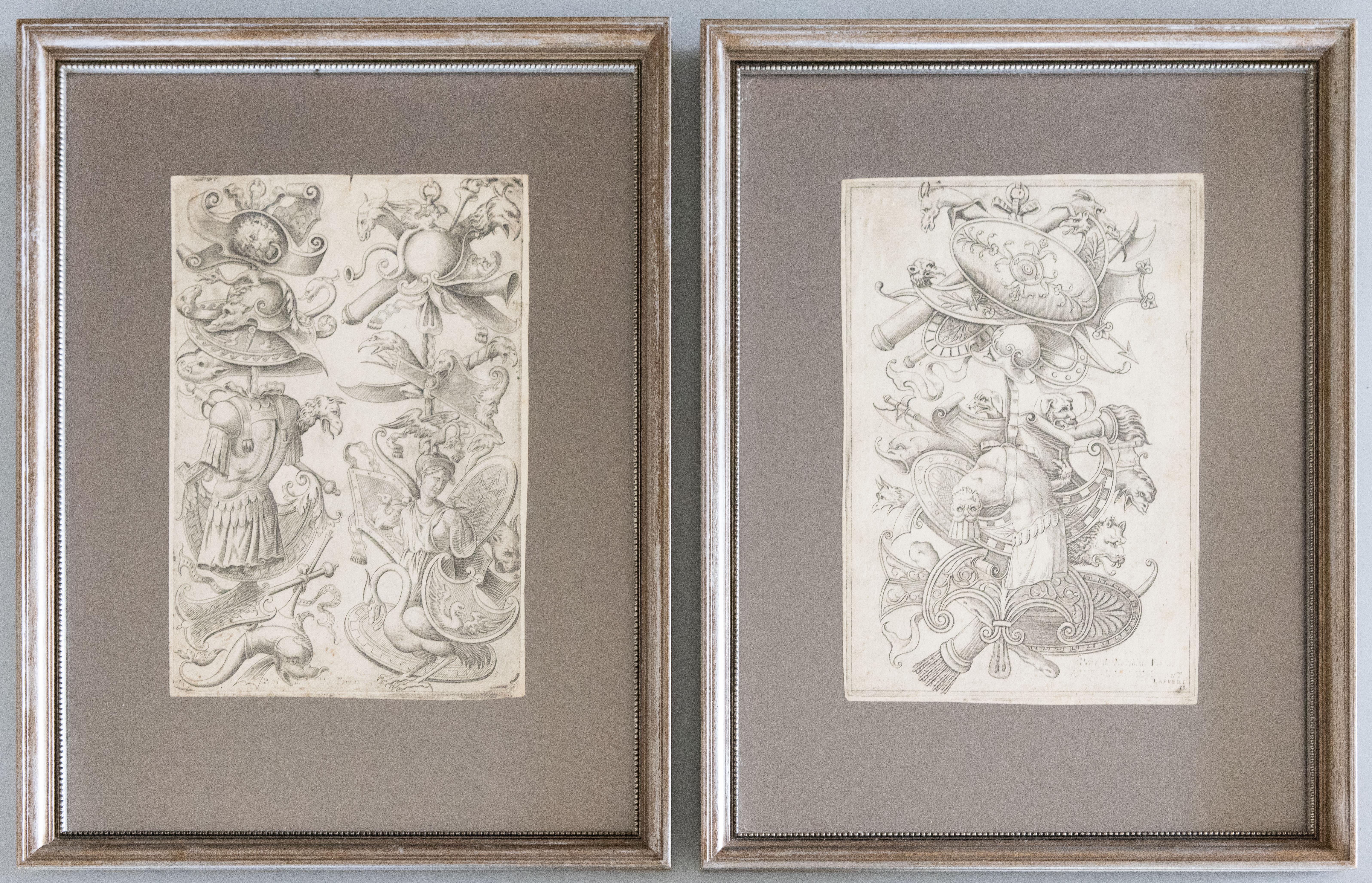 Set of 2 Framed Antique Italian Neoclassical 1553 Engravings by Antonio Lafreri For Sale 4