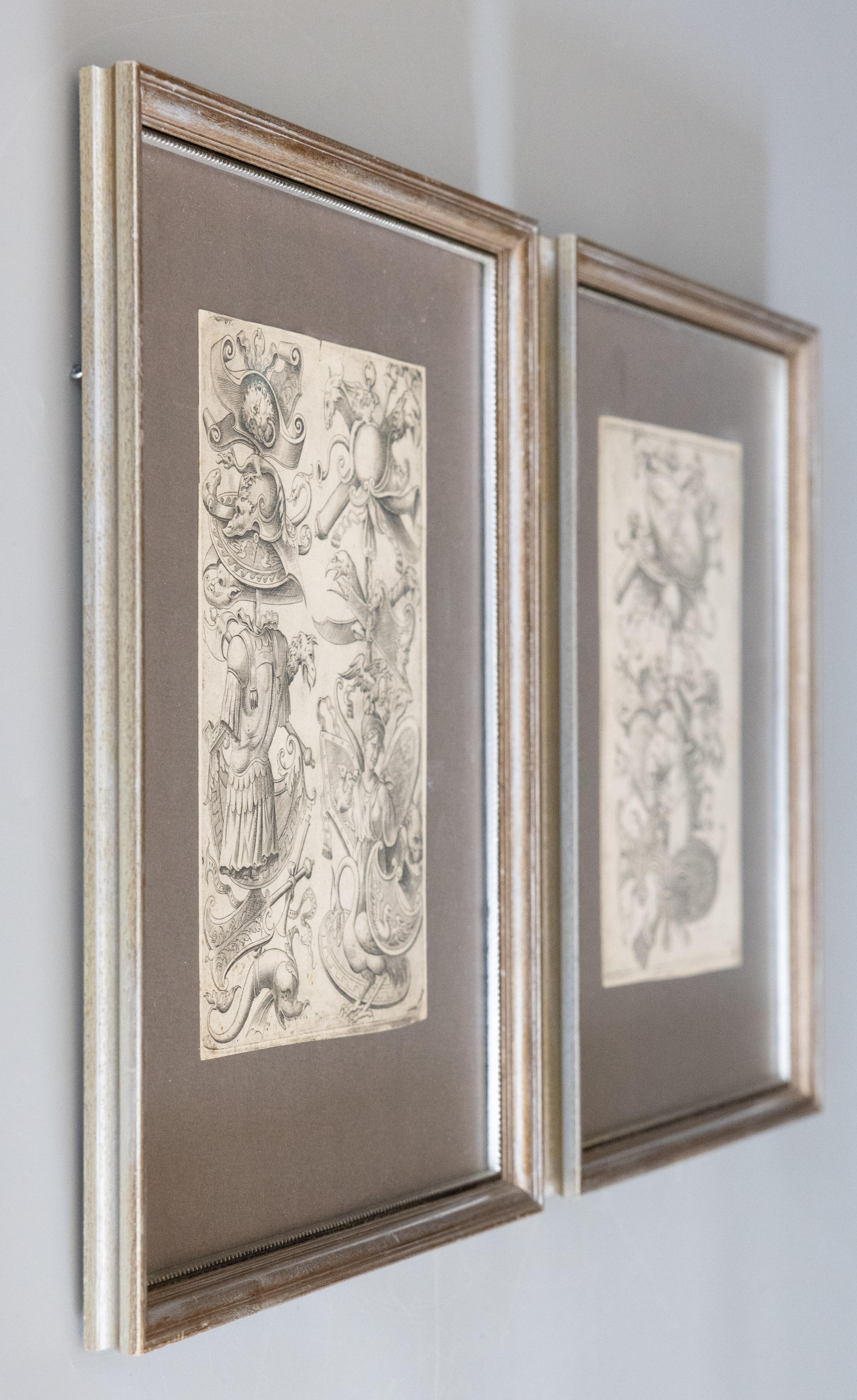 Set of 2 Framed Antique Italian Neoclassical 1553 Engravings by Antonio Lafreri For Sale 2
