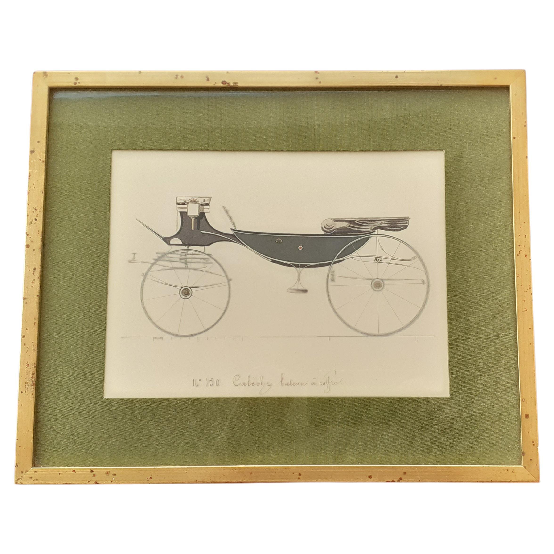 Set of 2 Framed Carriages Engravings from the Hermès Collection RARE For Sale 3